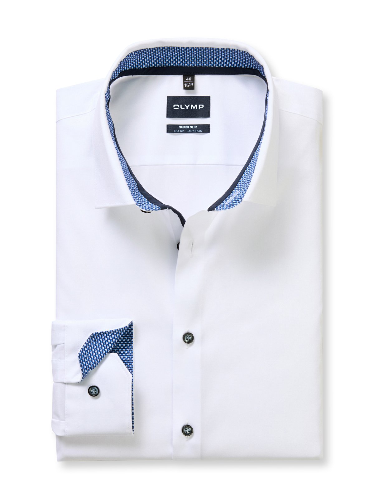 Hemd Herren Marine – OLYMP No. Six Super Slim Extra langer Arm, Detailansicht