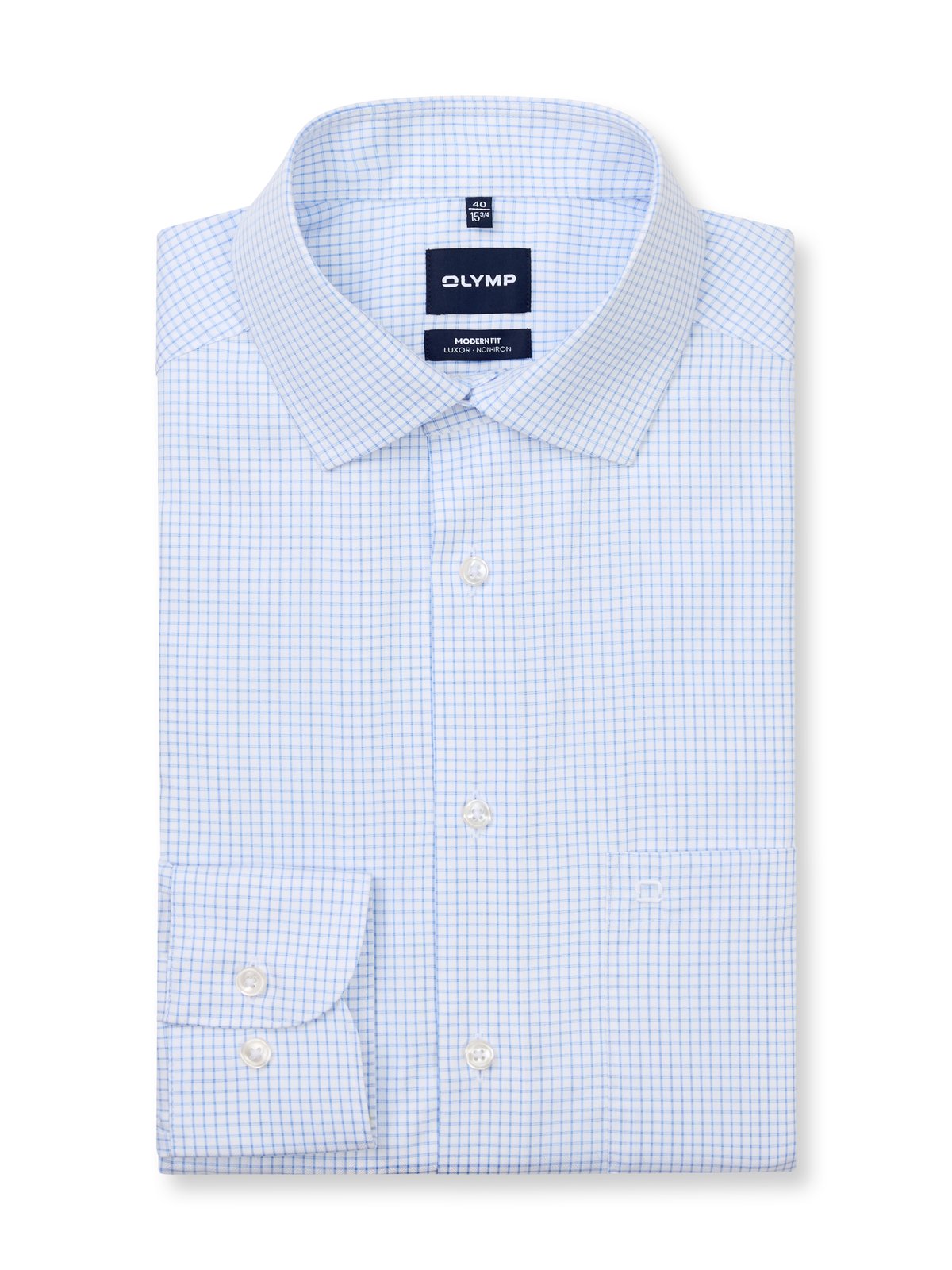 Hemd Herren Bleu – OLYMP Luxor Modern Fit, Detailansicht