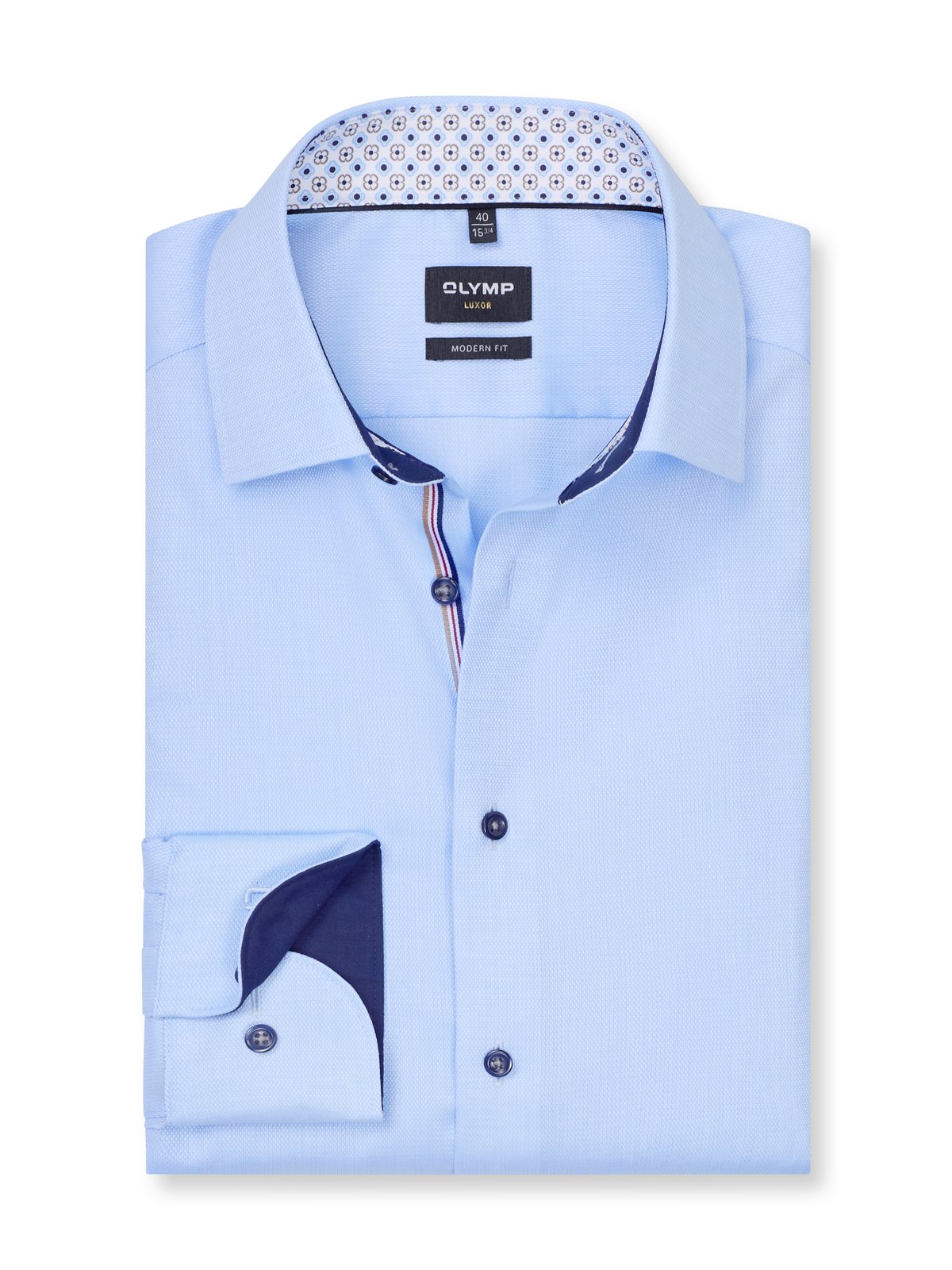 Hemd Herren Bleu – OLYMP Luxor 24/Seven Modern Fit, Detailansicht