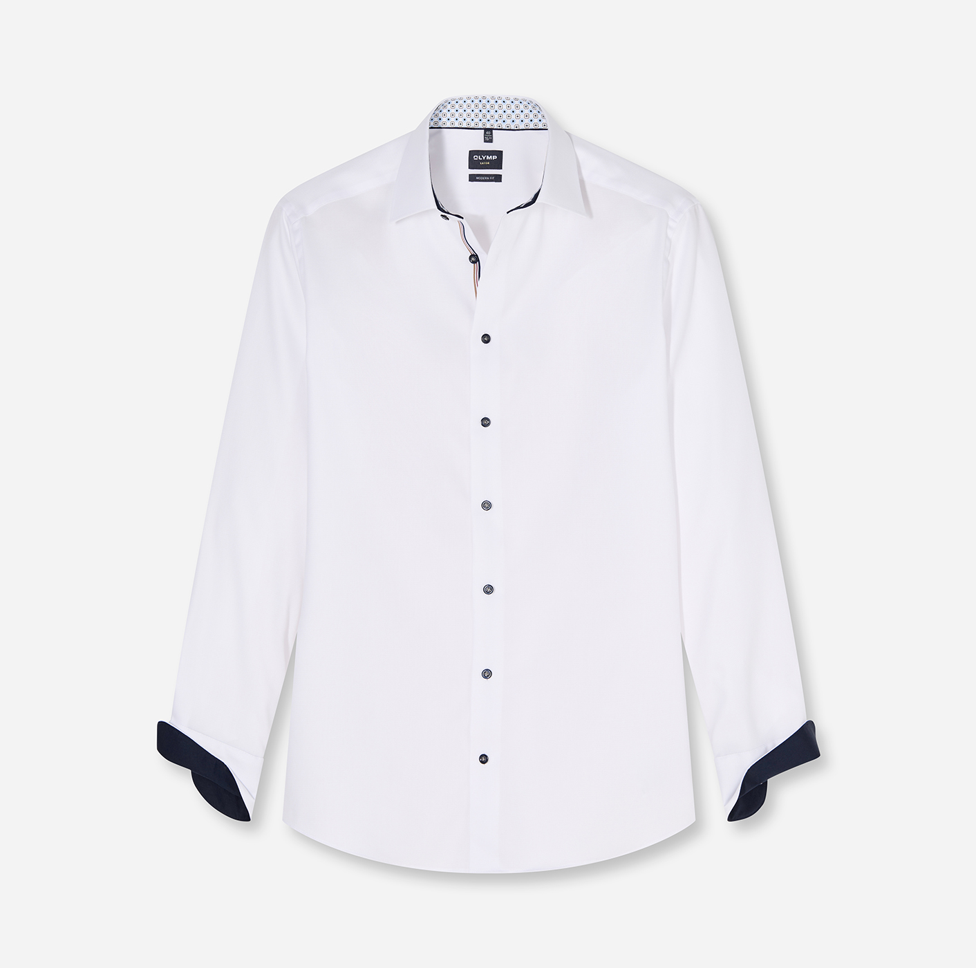 Hemd Herren Weiß – OLYMP Luxor Modern Fit Extra langer Arm, Detailansicht