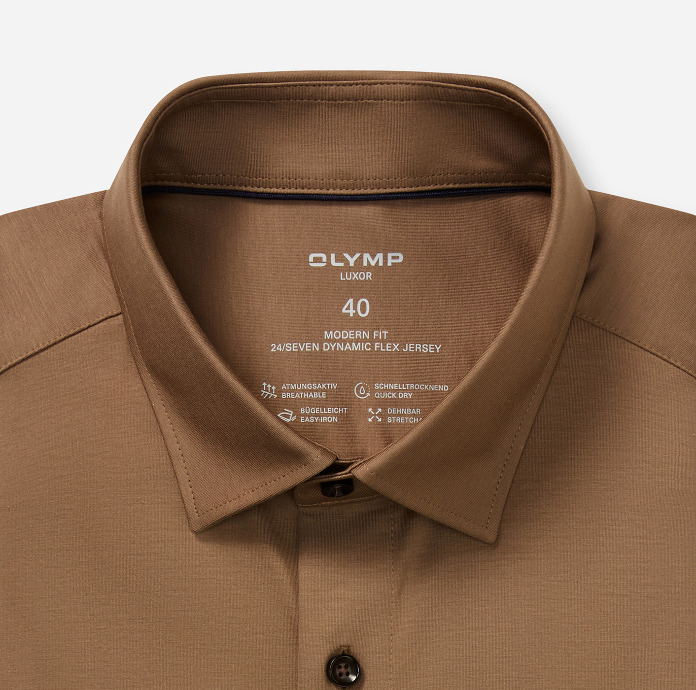 Hemd Herren Taupe – OLYMP Luxor 24/Seven Modern Fit, Detailansicht