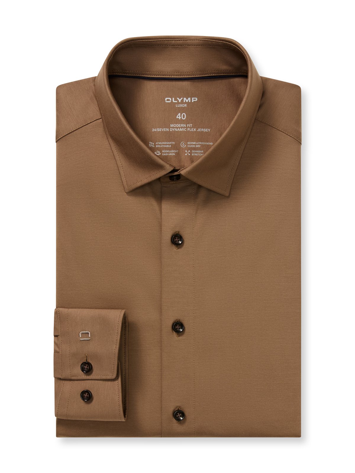 Hemd Herren Taupe – OLYMP Luxor 24/Seven Modern Fit, Detailansicht