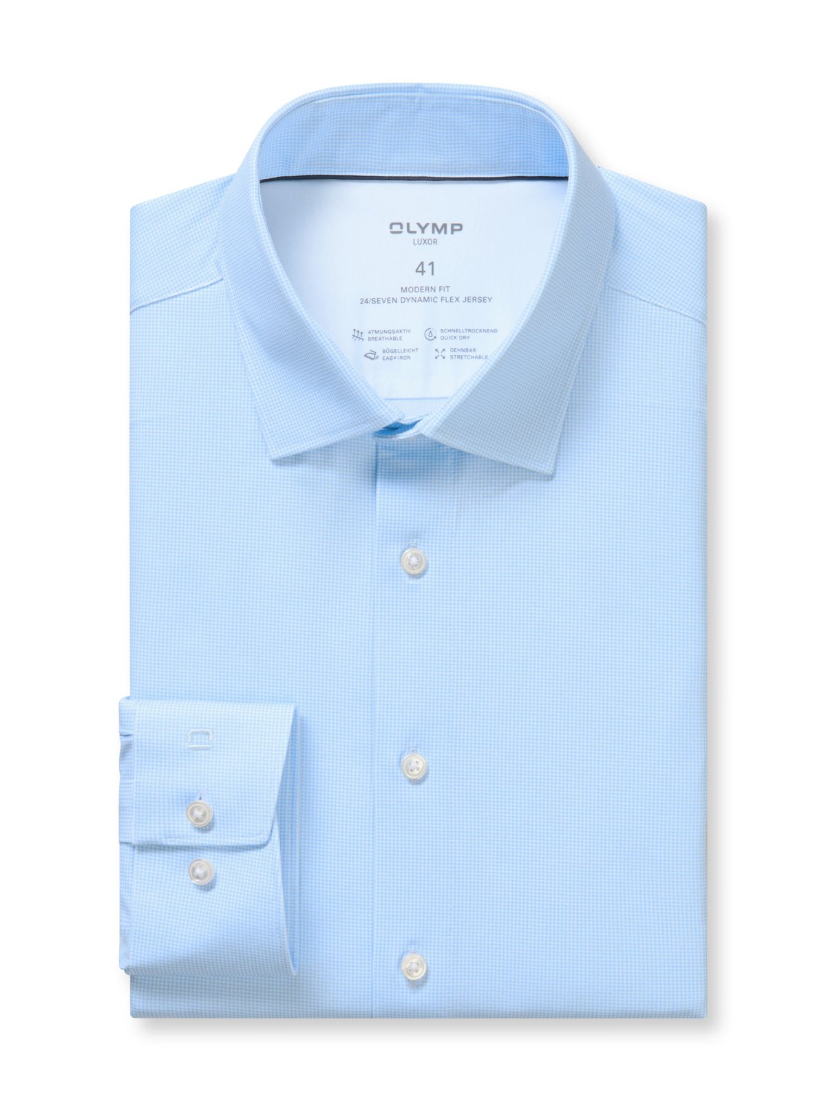 Hemd Herren Bleu – OLYMP Luxor 24/Seven Modern Fit, Detailansicht