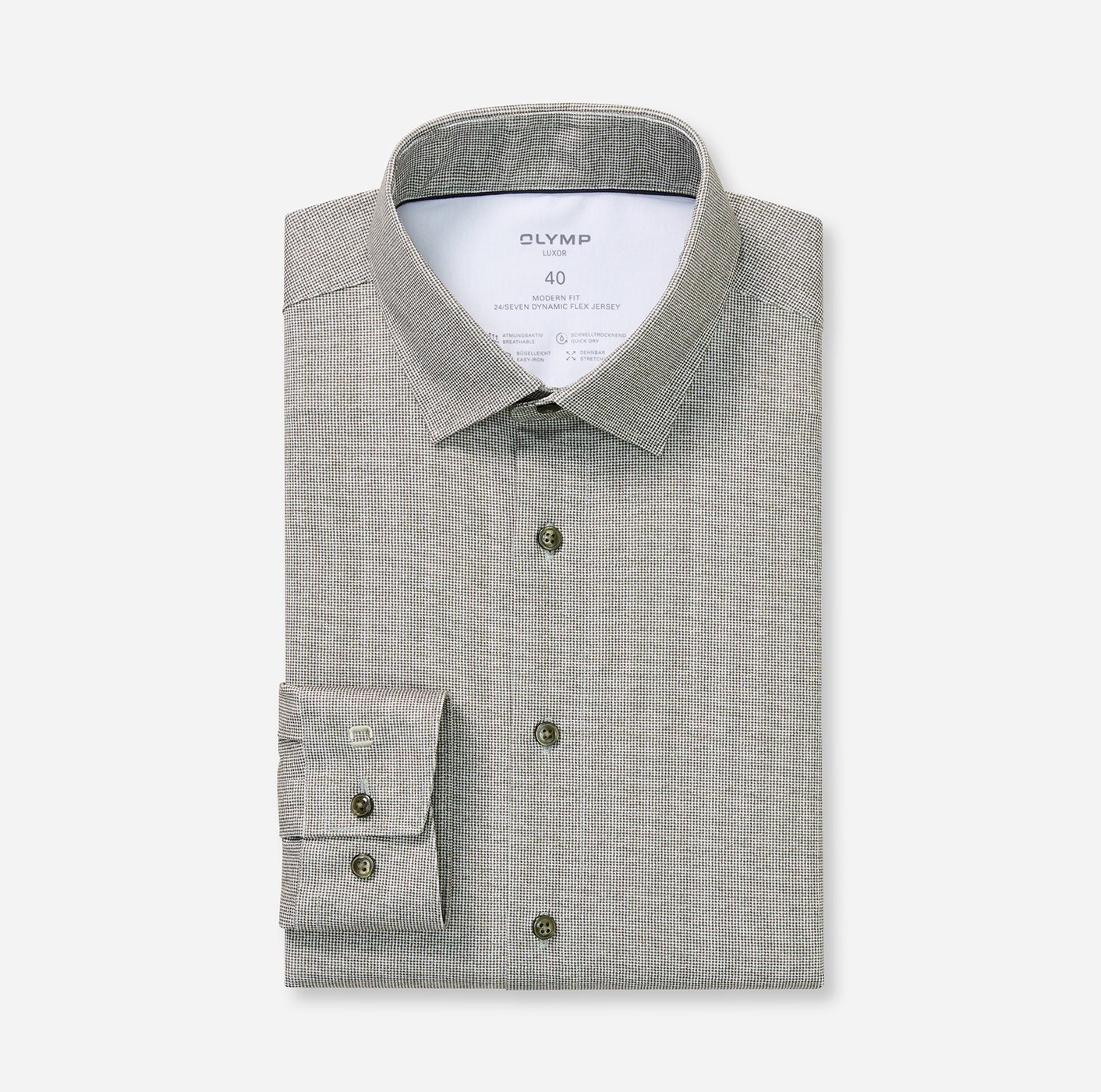 Hemd Herren Grau-grün – OLYMP Luxor 24/Seven Modern Fit
