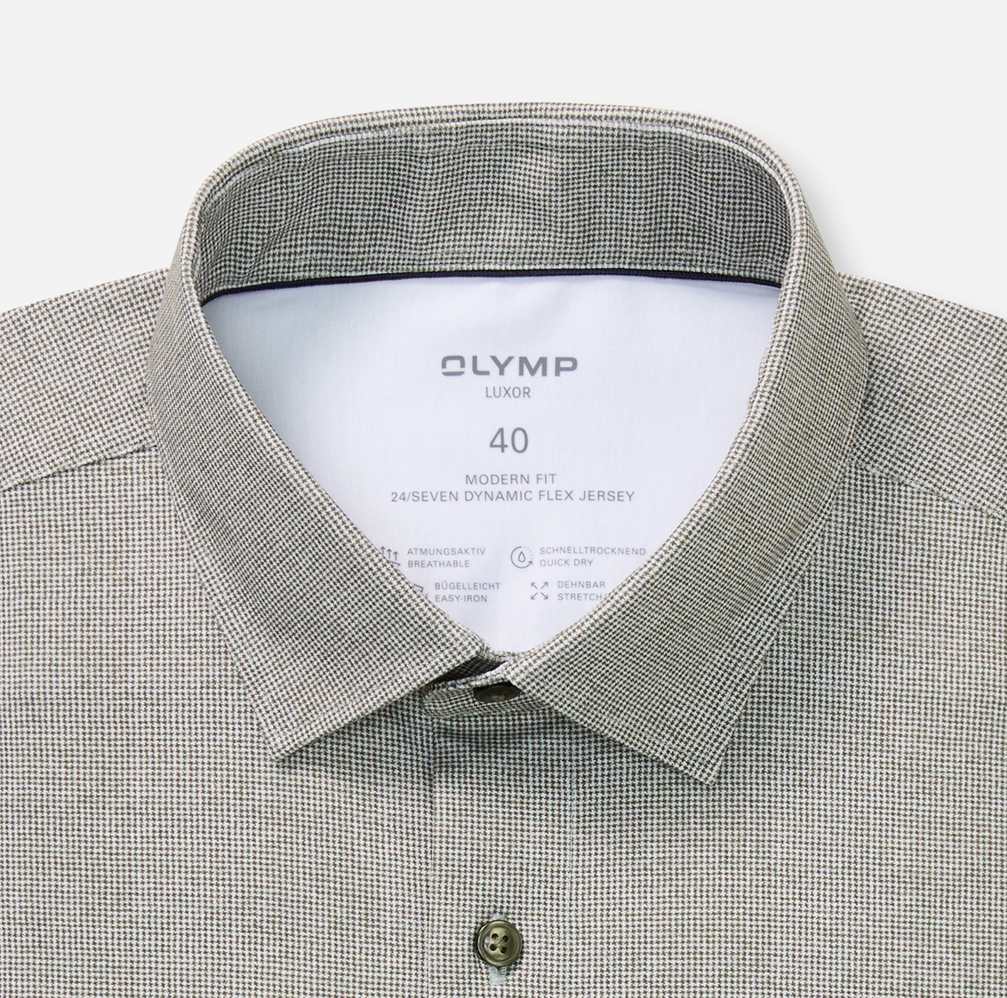 Hemd Herren Grau-grün – OLYMP Luxor 24/Seven Modern Fit, Detailansicht