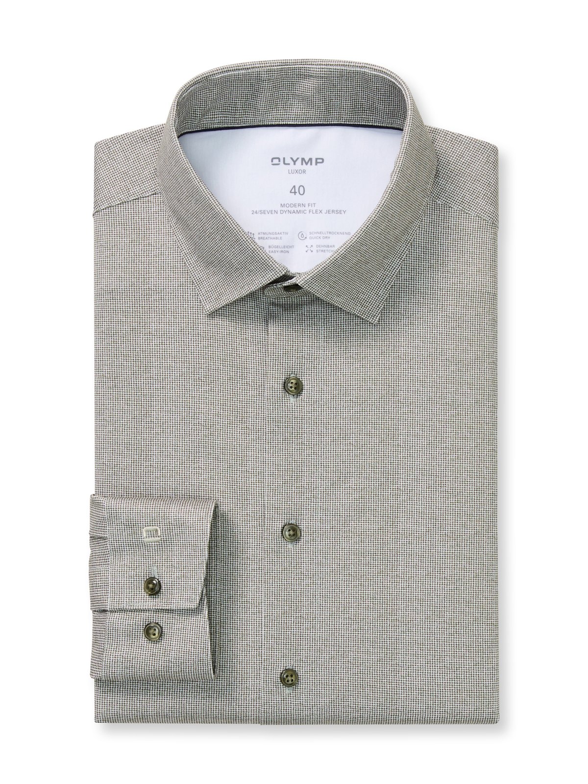 Hemd Herren Grau-grün – OLYMP Luxor 24/Seven Modern Fit, Detailansicht