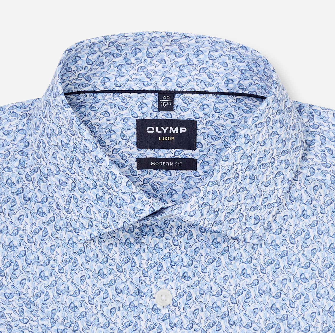 Hemd Herren Bleu – OLYMP Luxor Modern Fit, Detailansicht