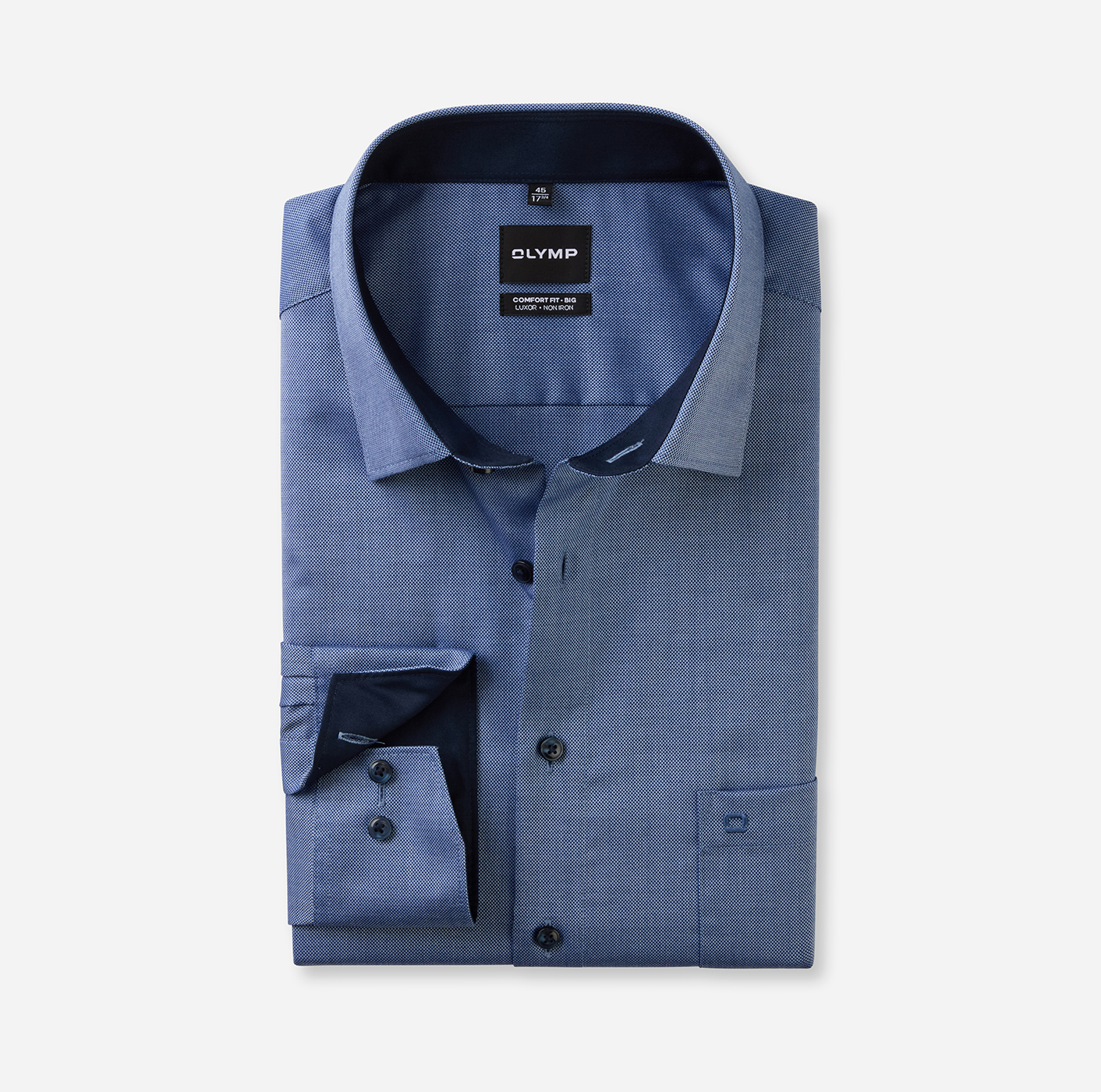 Hemd Herren Marine – OLYMP Luxor Comfort Fit Big, Detailansicht