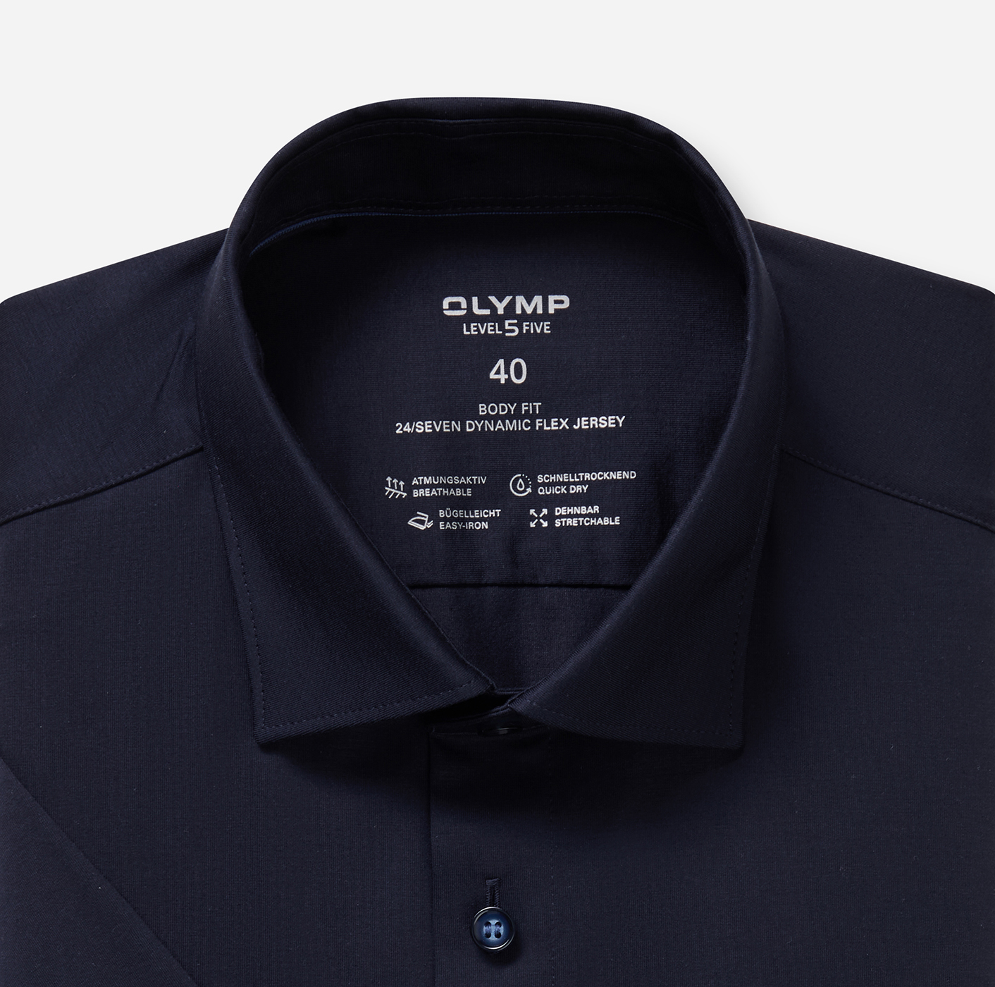 Hemd Herren Marine – OLYMP Level Five 24/Seven Body Fit, Detailansicht