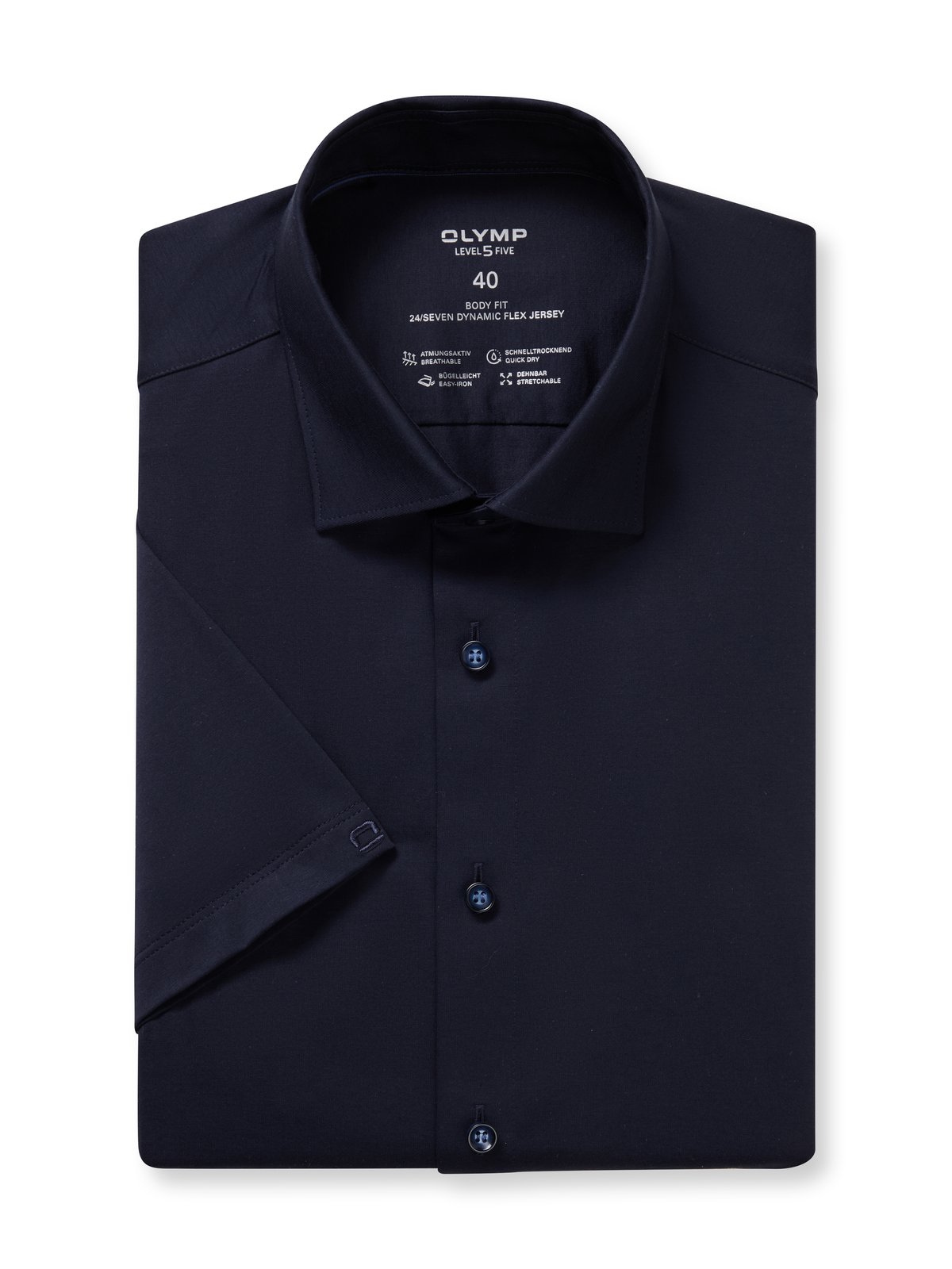 Hemd Herren Marine – OLYMP Level Five 24/Seven Body Fit, Detailansicht
