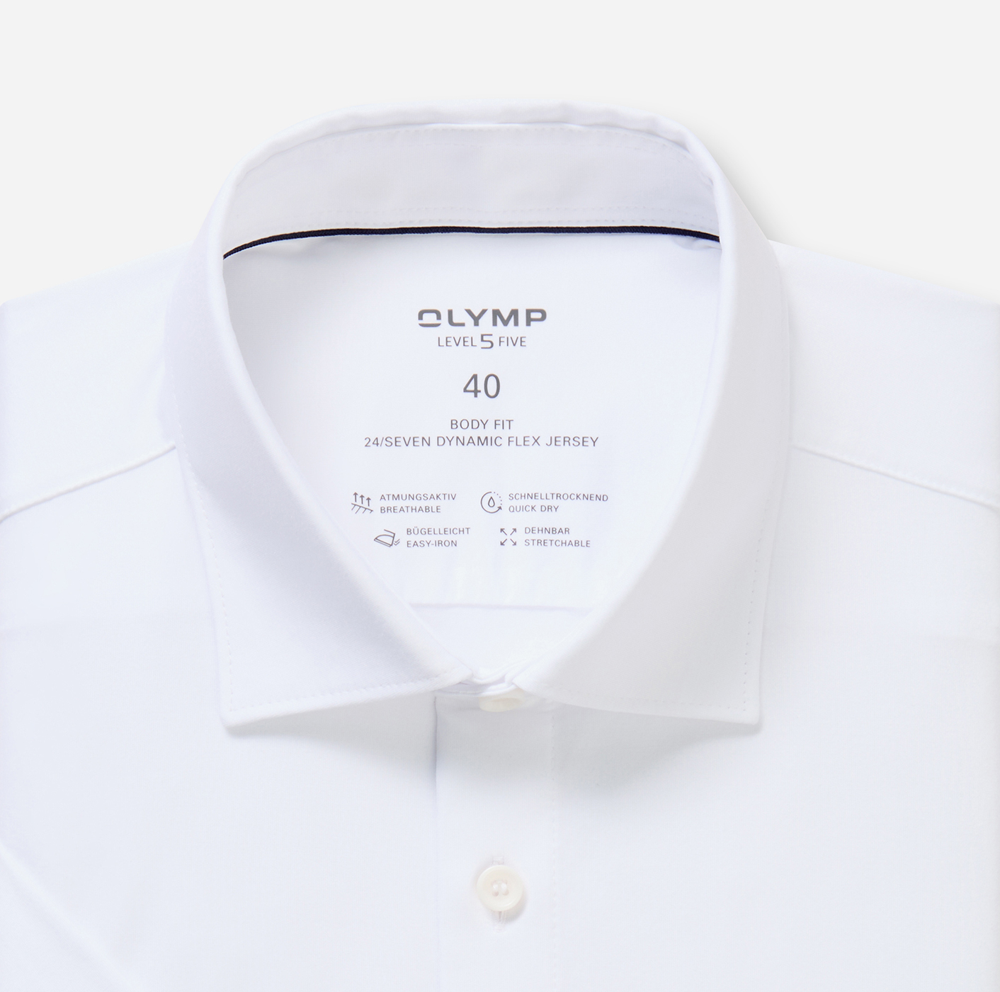 Hemd Herren Weiß – OLYMP Level Five 24/Seven Body Fit, Detailansicht