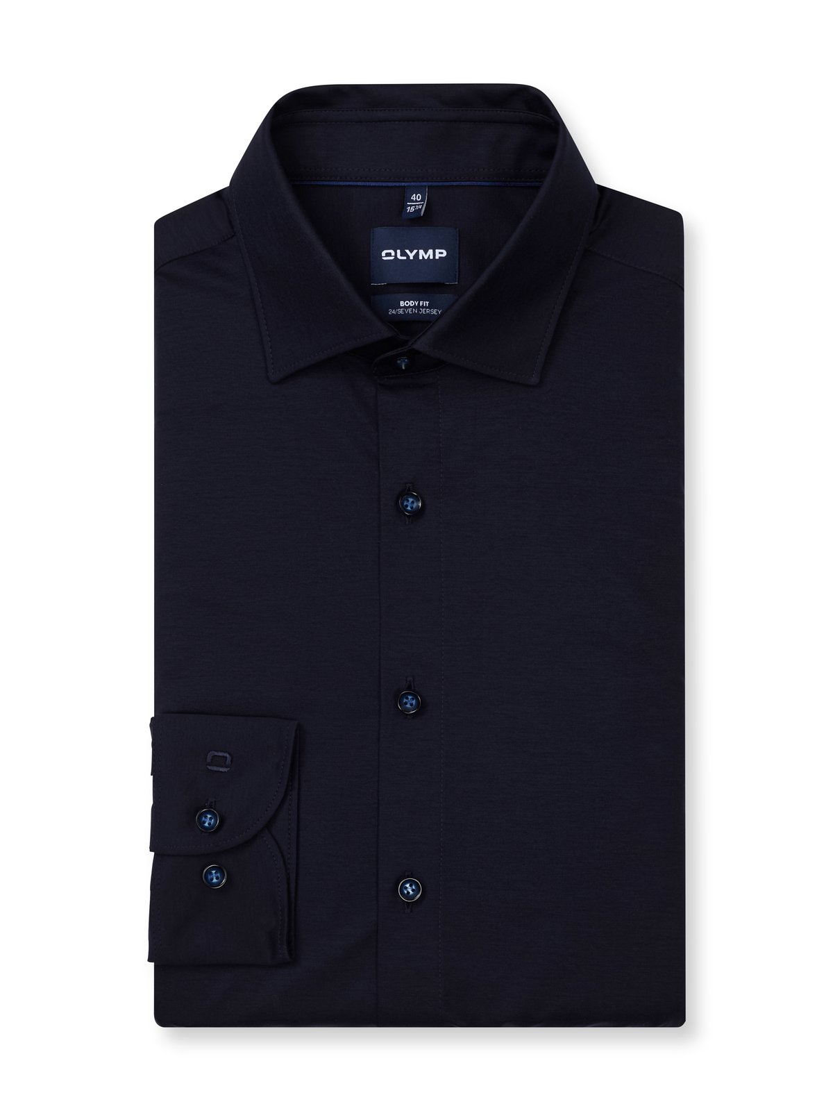 Hemd Herren Marine – OLYMP Level Five 24/Seven Body Fit Extra langer Arm, Detailansicht