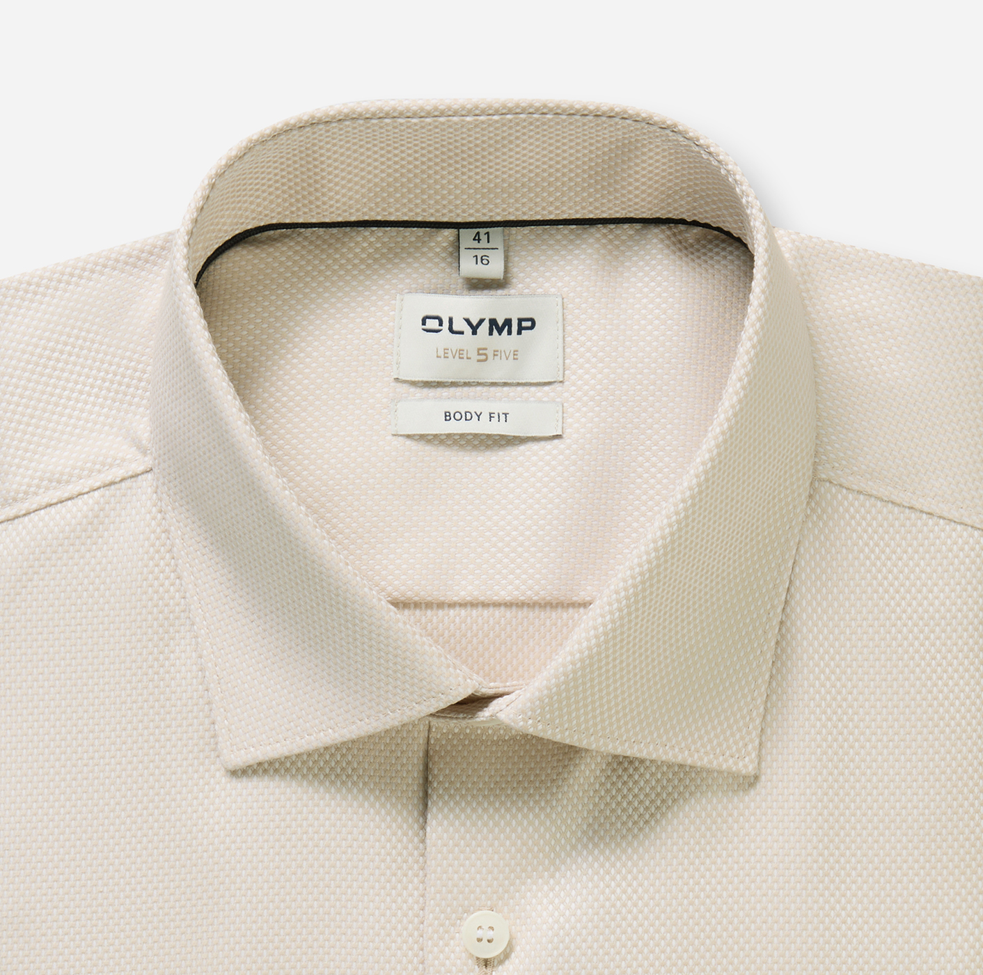 Hemd Herren Beige – OLYMP Level Five Body Fit, Detailansicht