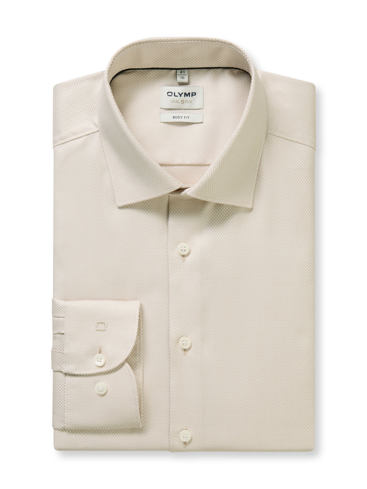 Hemd Herren Beige – OLYMP Level Five Body Fit, Detailansicht