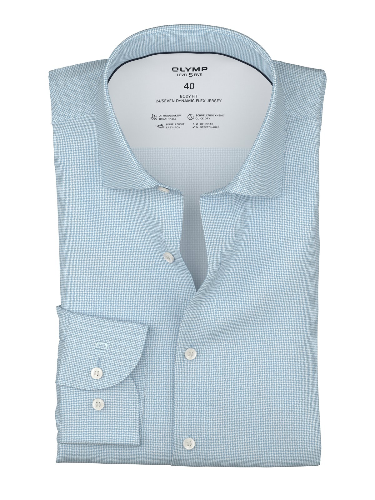 Hemd Herren Bleu – OLYMP Level Five 24/Seven Body Fit, Detailansicht