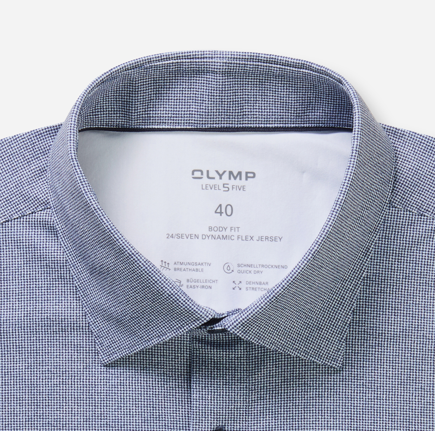 Hemd Herren Marine – OLYMP Level Five 24/Seven Body Fit, Detailansicht