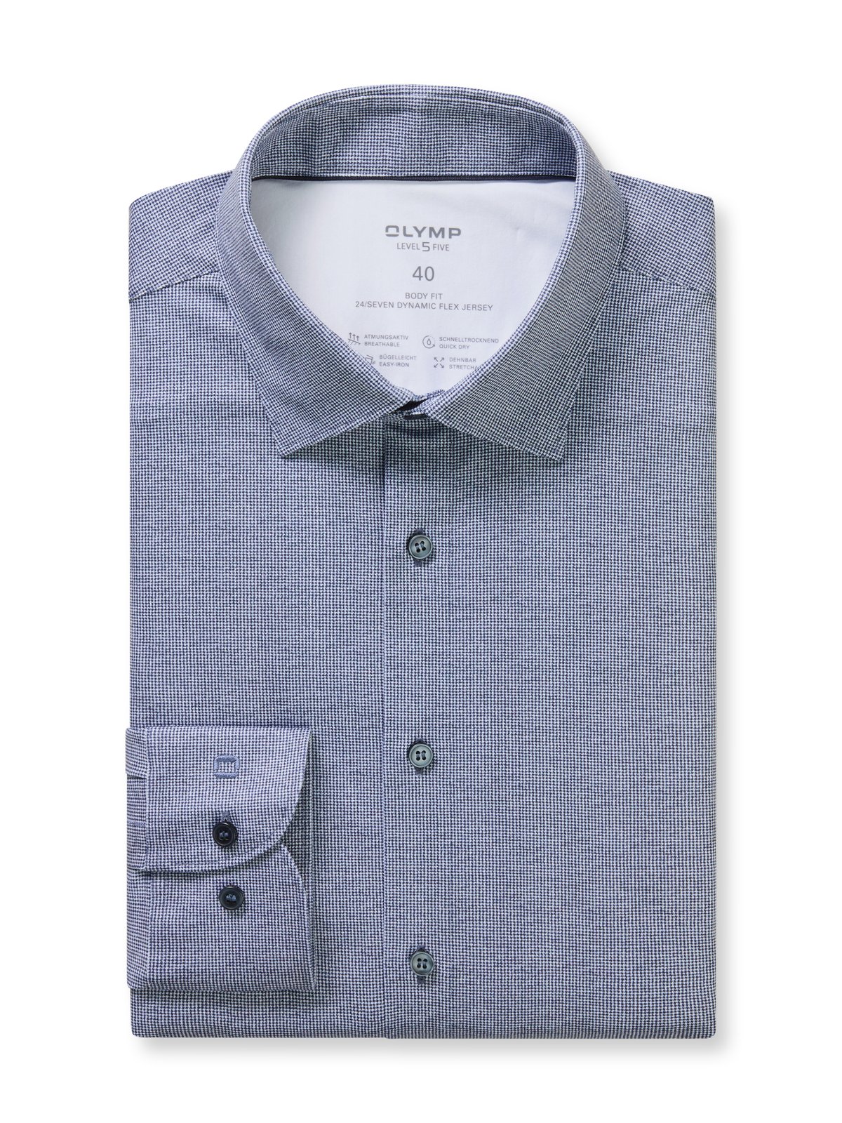 Hemd Herren Marine – OLYMP Level Five 24/Seven Body Fit, Detailansicht