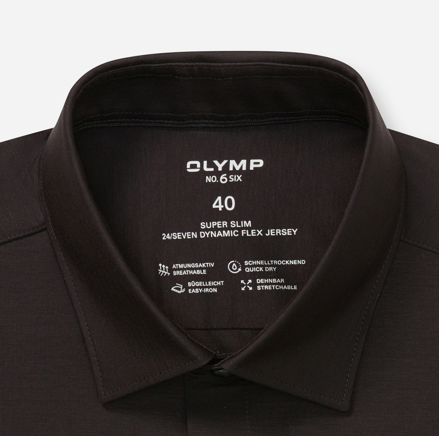 Hemd Herren Schwarz – OLYMP No. Six 24/Seven Super Slim, Detailansicht
