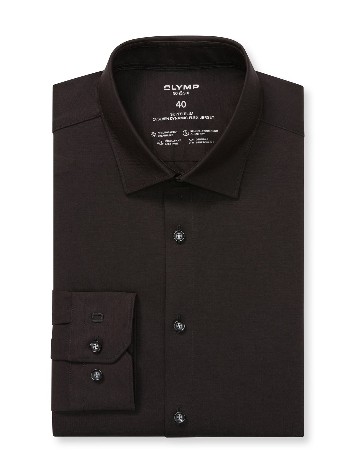 Hemd Herren Schwarz – OLYMP No. Six 24/Seven Super Slim, Detailansicht