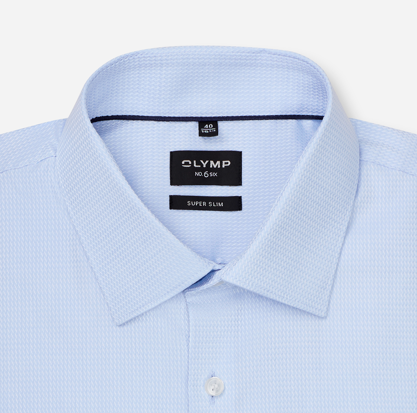 Hemd Herren Bleu – OLYMP No. Six Super Slim, Detailansicht
