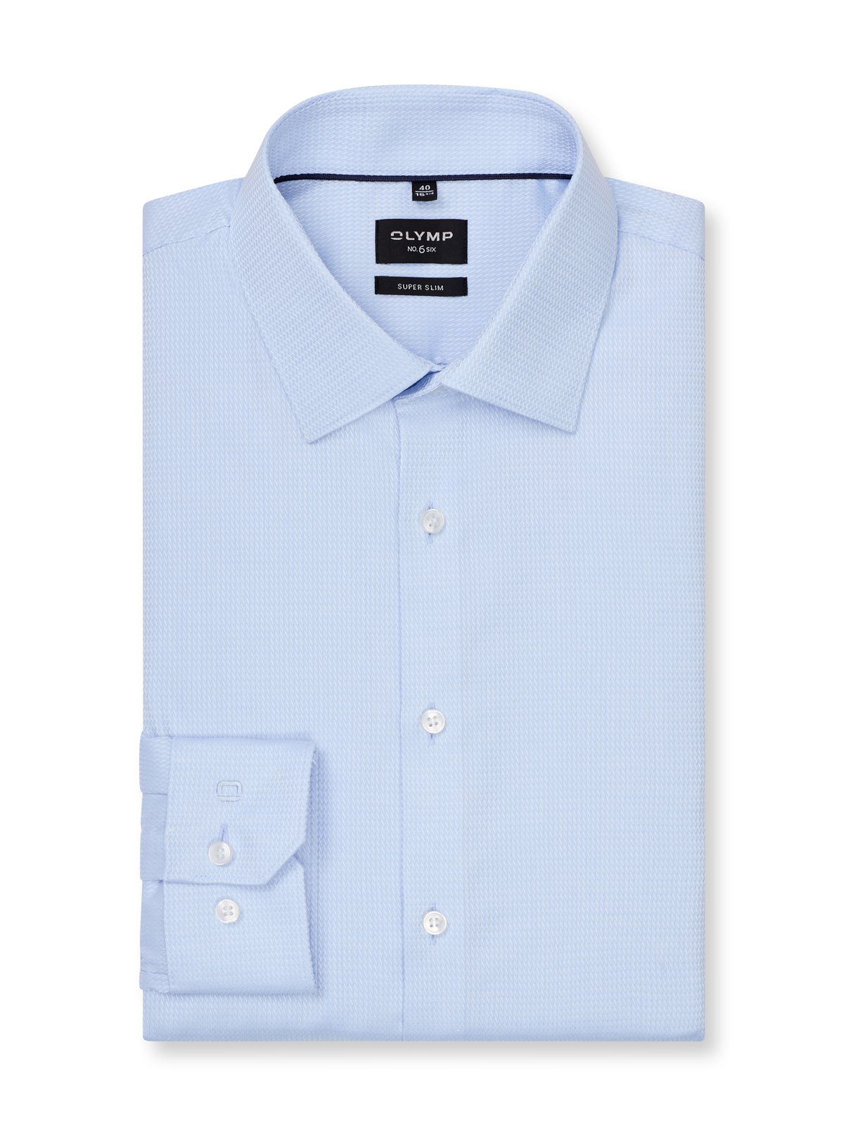 Hemd Herren Bleu – OLYMP No. Six Super Slim, Detailansicht