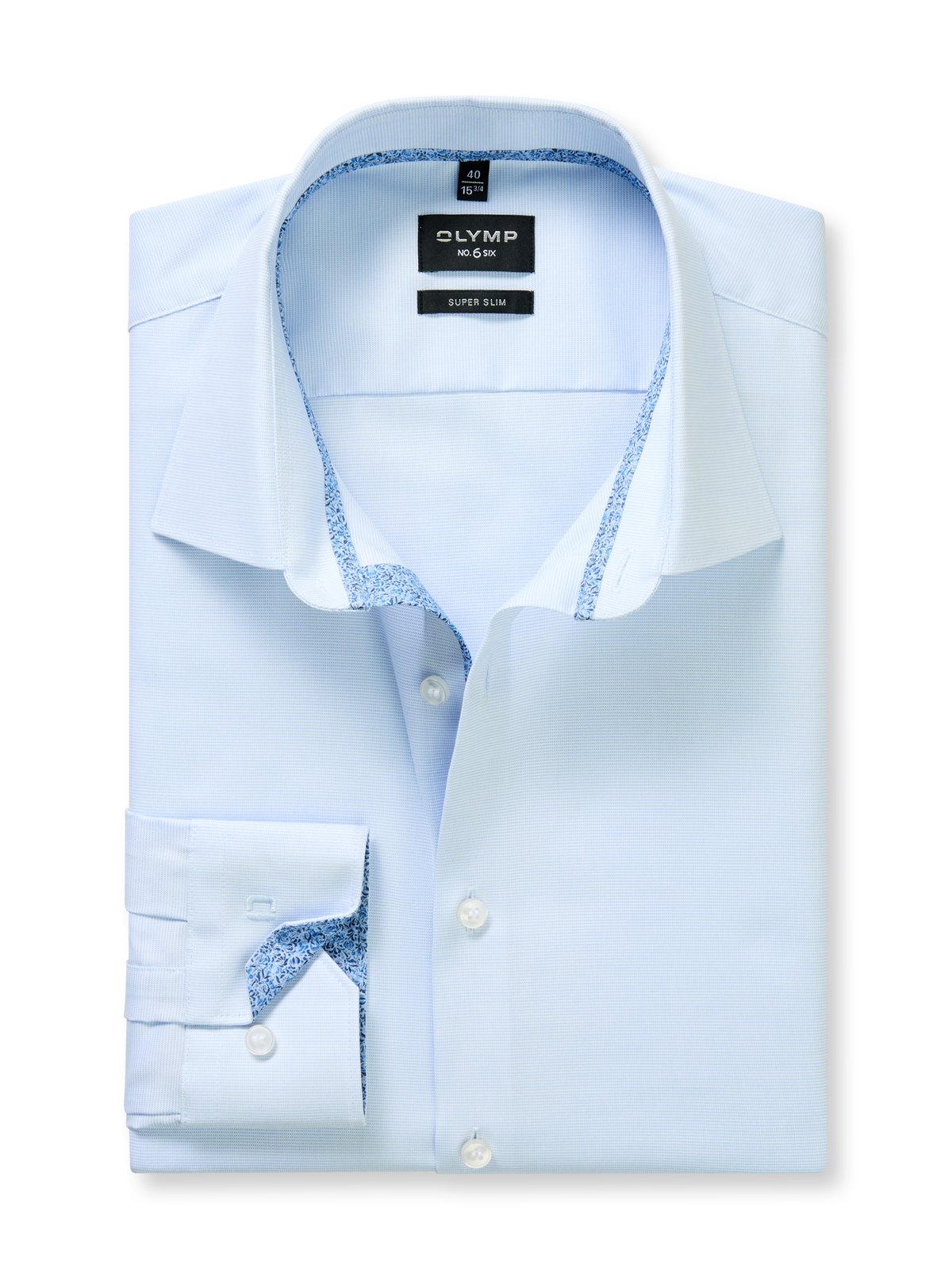 Hemd Herren Bleu – OLYMP No. Six Super Slim, Detailansicht