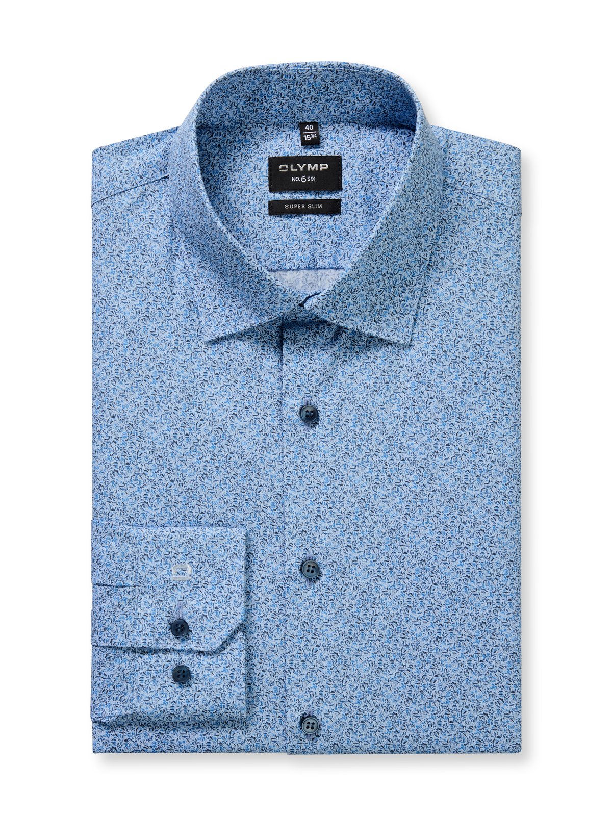 Hemd Herren Bleu – OLYMP No. Six Super Slim, Detailansicht