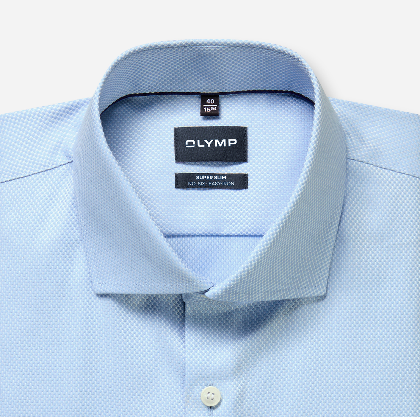 Hemd Herren Bleu – OLYMP No. Six Super Slim, Detailansicht
