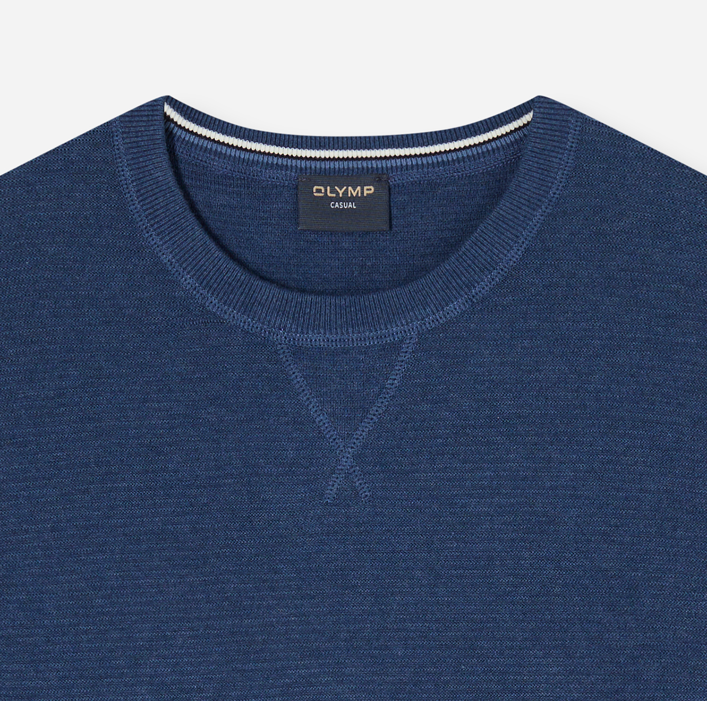 Pullover Herren Blau – OLYMP Casual Strick Regular Fit, Detailansicht