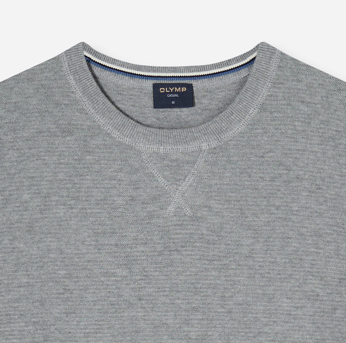 Pullover Herren Grau – OLYMP Casual Strick Regular Fit, Detailansicht