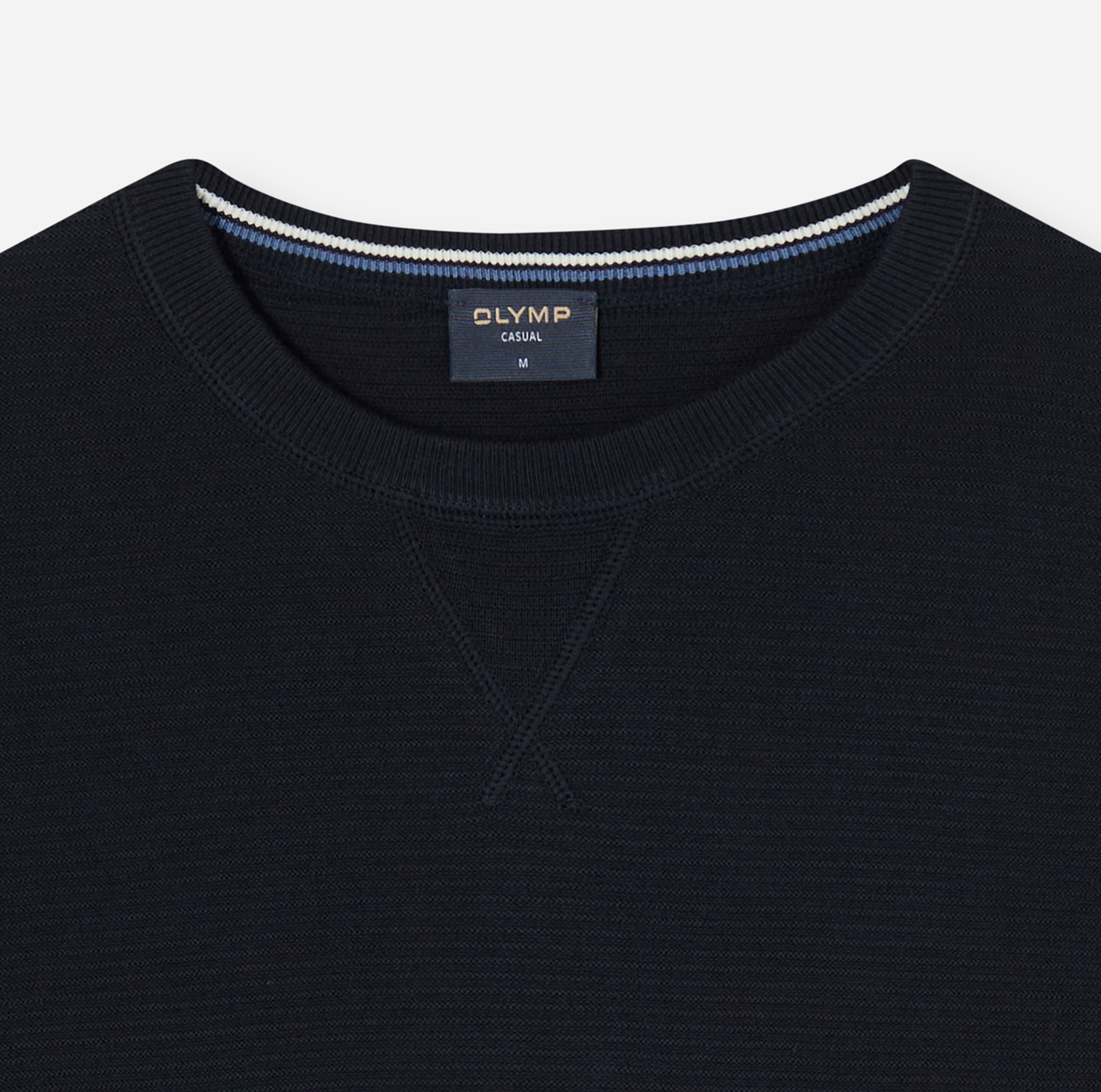Pullover Herren Marine – OLYMP Casual Strick Regular Fit, Detailansicht