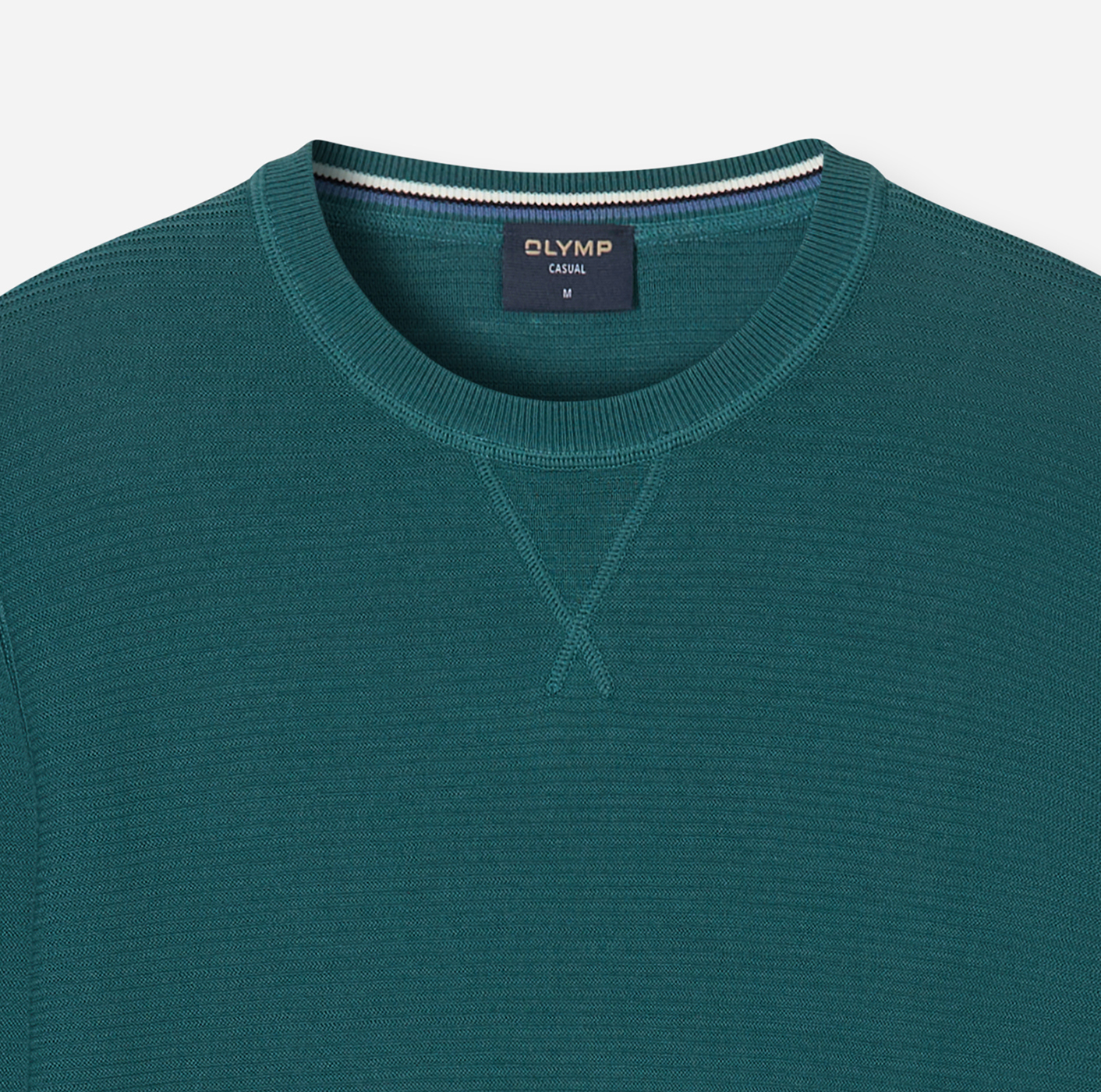 Pullover Herren Türkis – OLYMP Casual Strick Regular Fit, Detailansicht