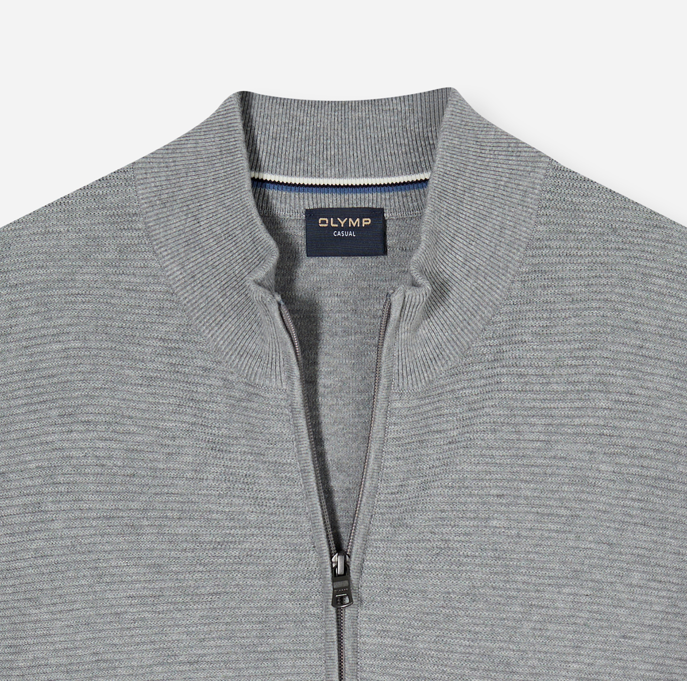 Pullover Herren Grau – OLYMP Casual Strick, Detailansicht