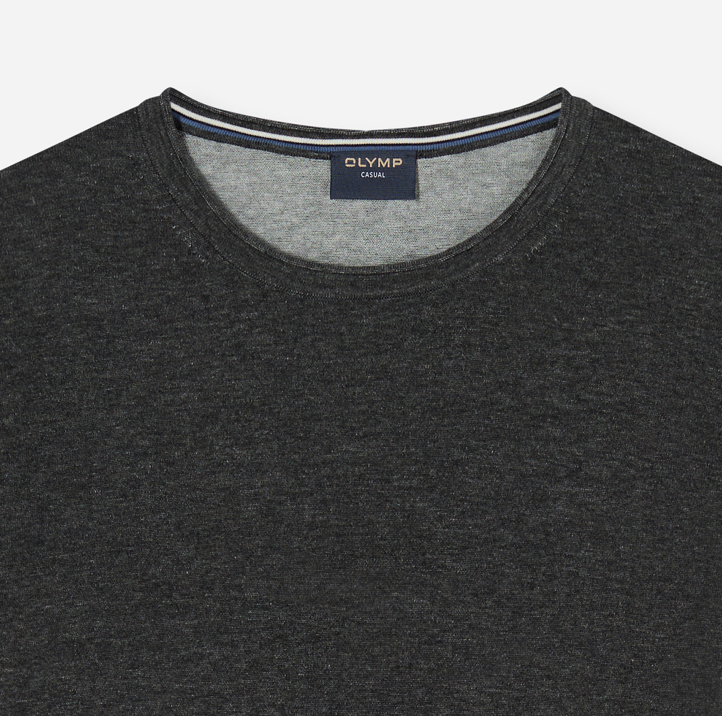 Pullover Herren Anthrazit – OLYMP Casual Strick Regular Fit, Detailansicht