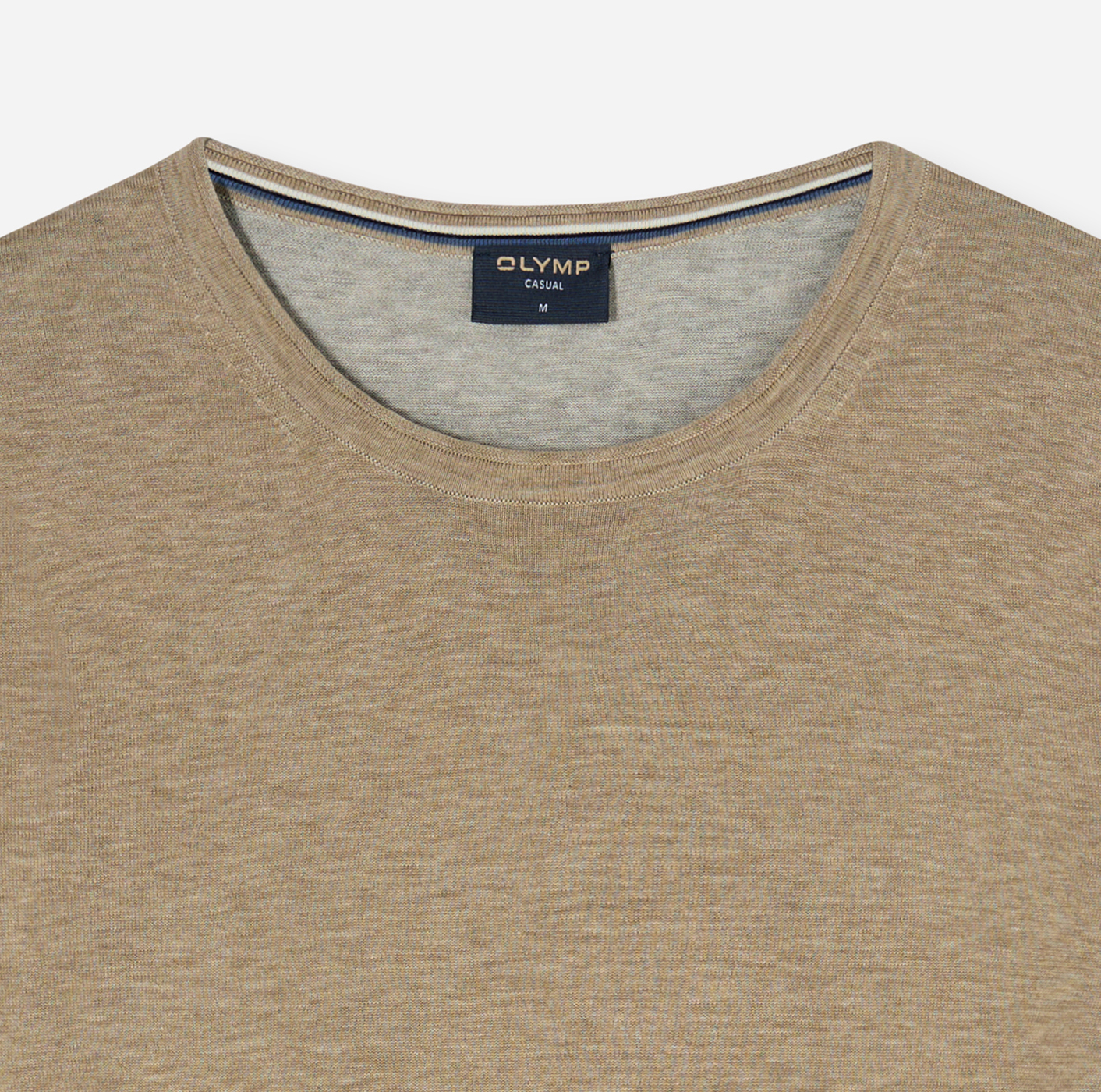 Pullover Herren Camel – OLYMP Casual Strick Regular Fit, Detailansicht