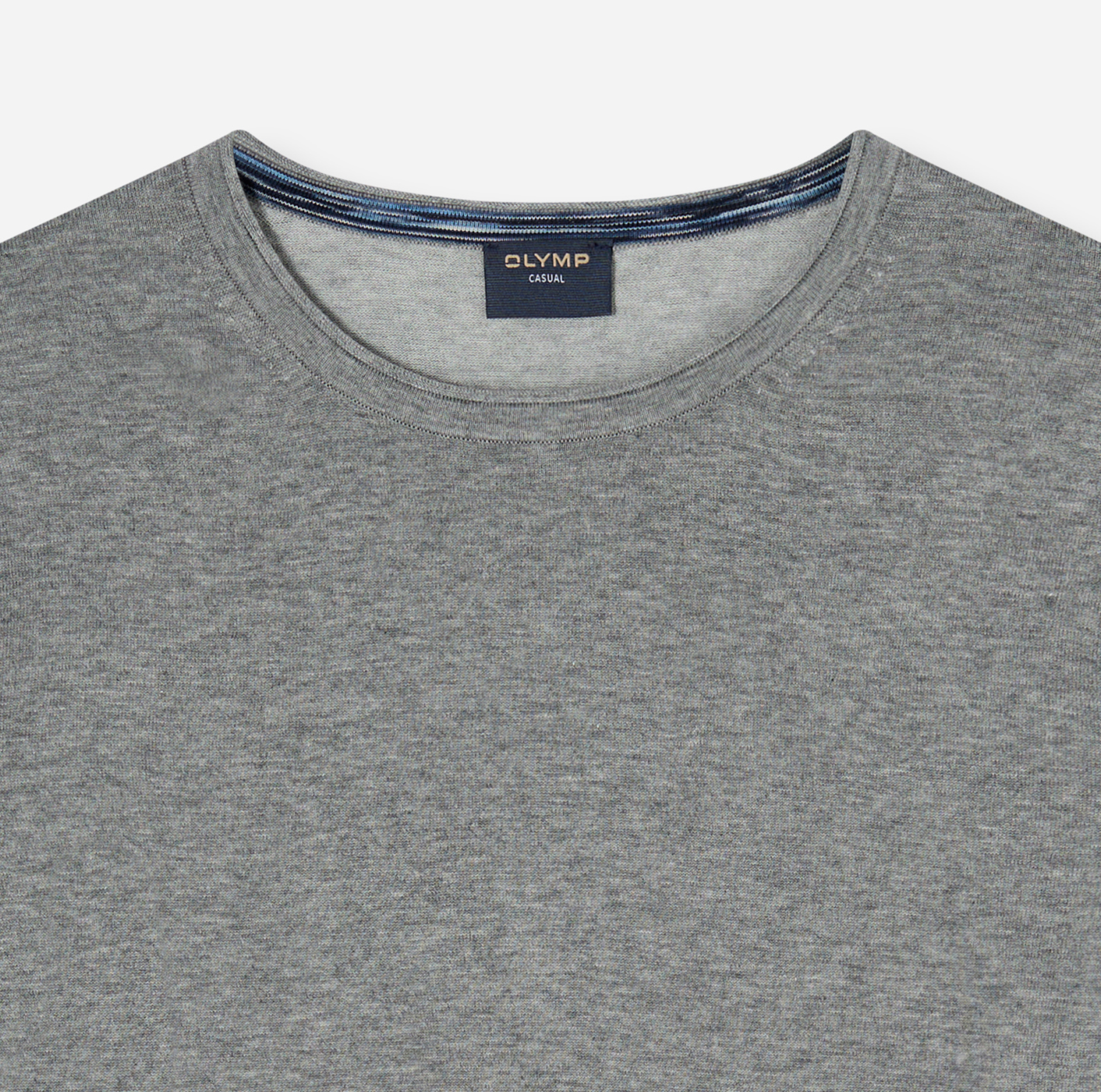 Pullover Herren Silbergrau – OLYMP Casual Strick Regular Fit, Detailansicht