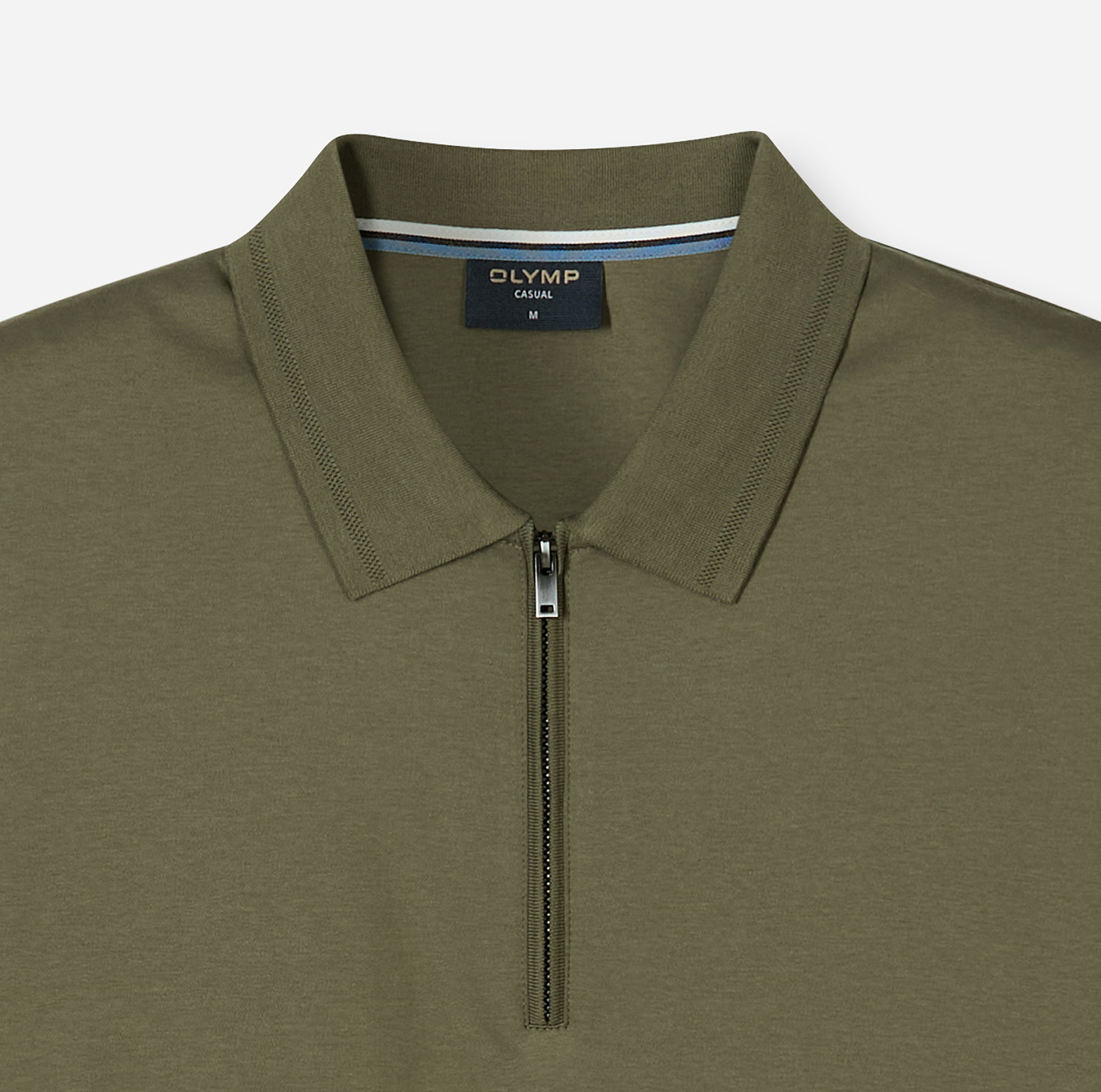 Poloshirt Herren Oliv – OLYMP Casual Wirk Regular Fit, Detailansicht