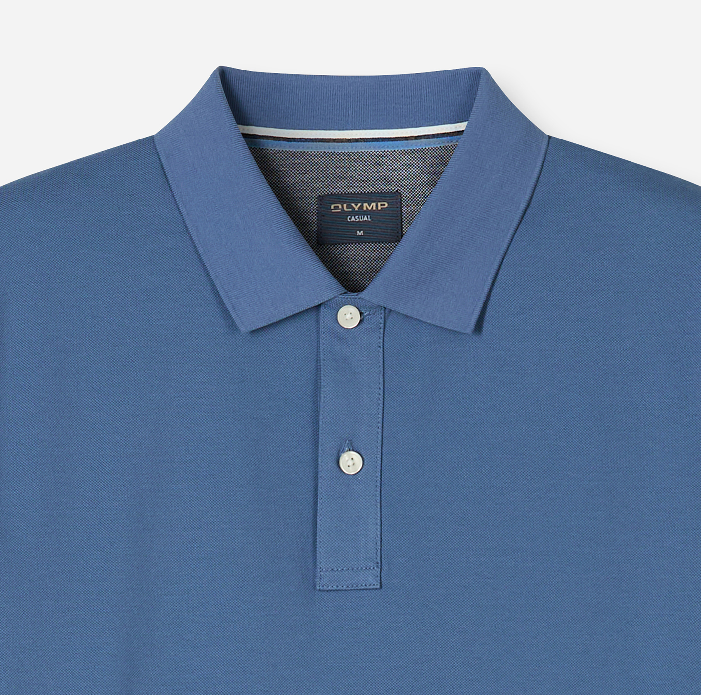 Poloshirt Herren Rauchblau – OLYMP Casual Wirk, Detailansicht
