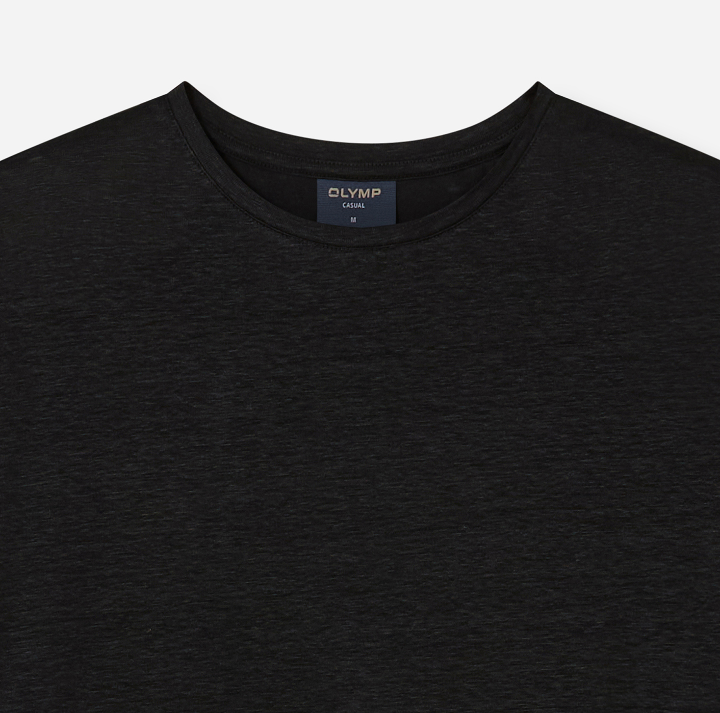 T-Shirt Herren Schwarz – OLYMP Casual Wirk Modern Fit, Detailansicht