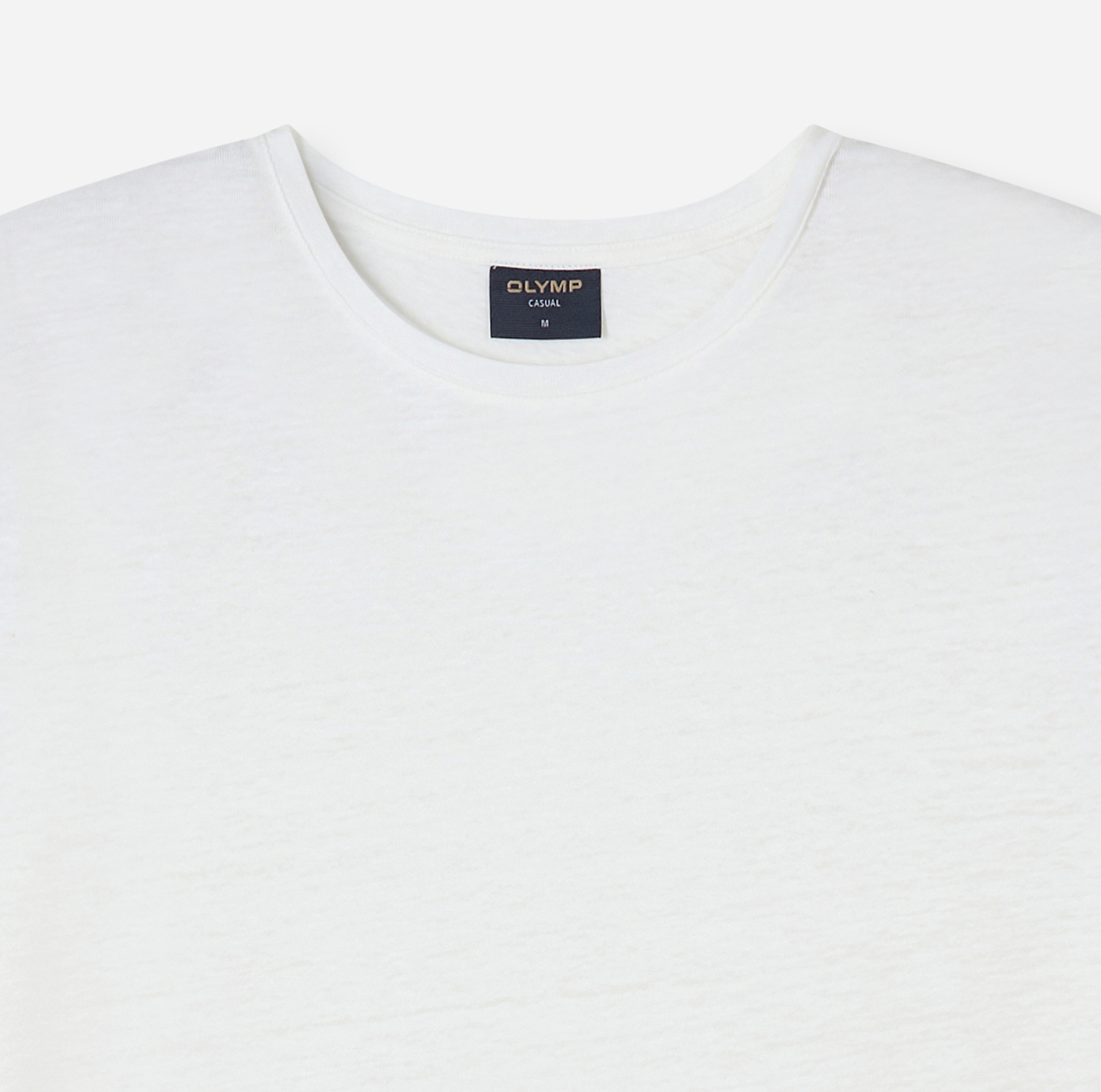T-Shirt Herren Weiß – OLYMP Casual Wirk Modern Fit, Detailansicht