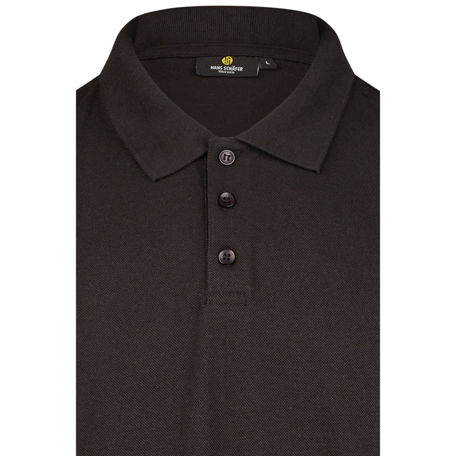 T-Shirt Herren Schwarz – BASIC Poloshirt Leasing, Detailansicht