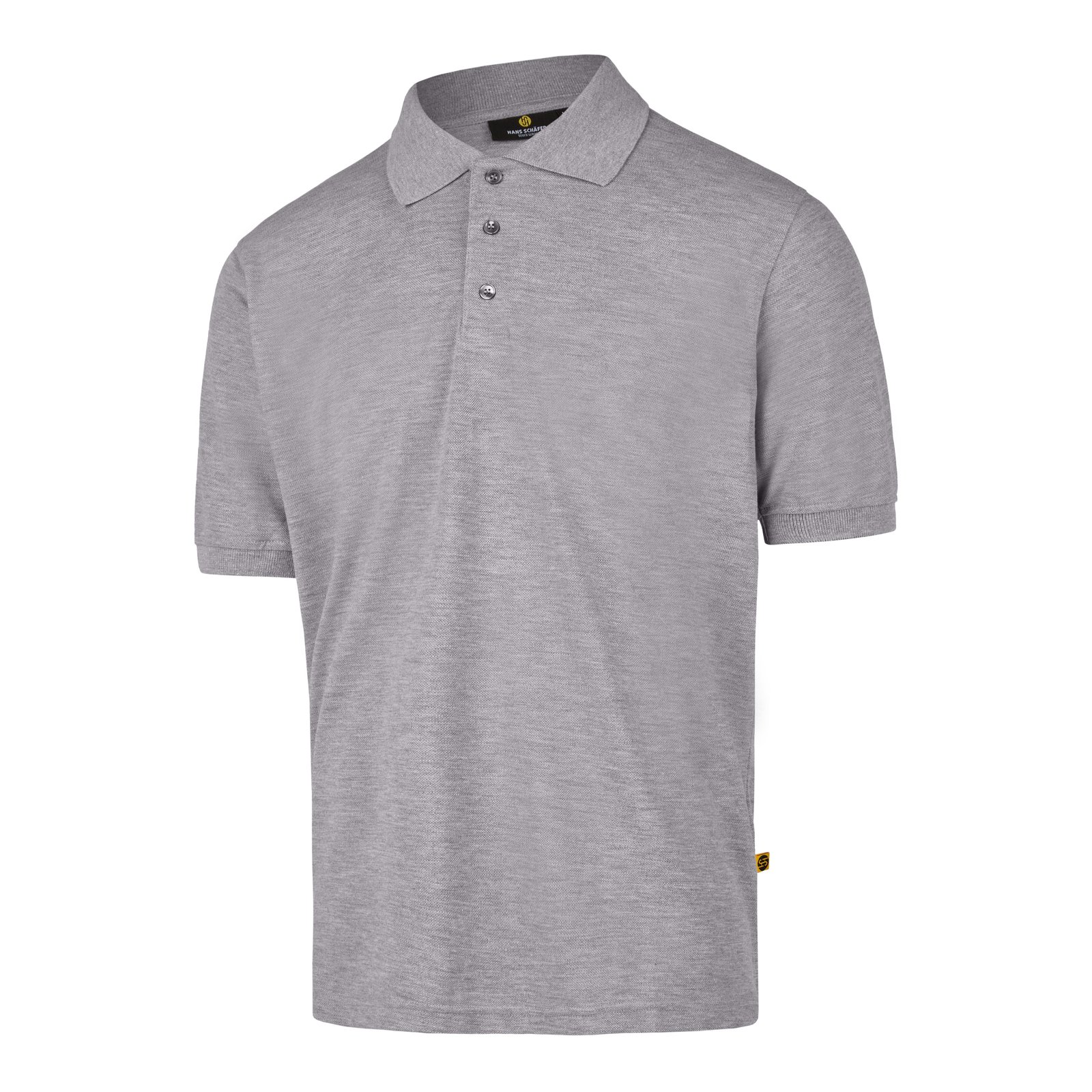 T-Shirt Herren Grau meliert – BASIC Poloshirt, Detailansicht
