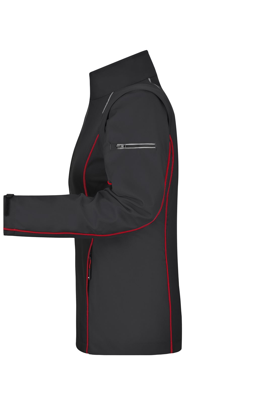 Jacke Damen Schwarz/Rot – Ladies' Zip-Off Softshell Jacket, Detailansicht