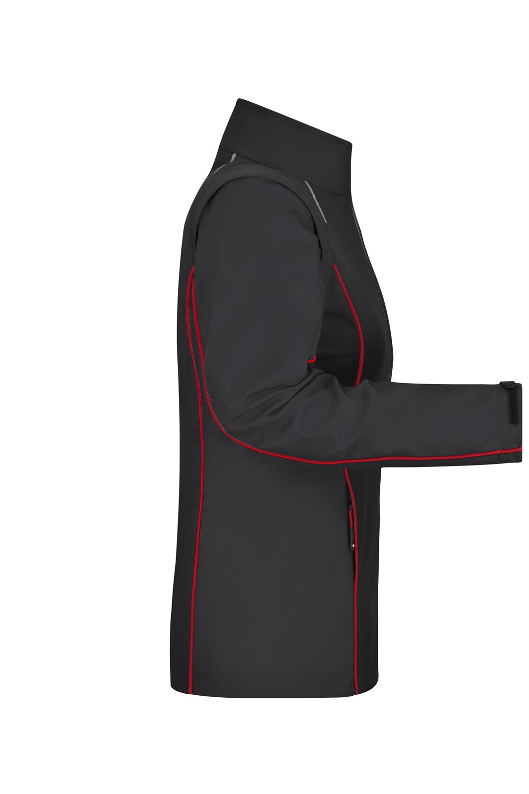 Jacke Damen Schwarz/Rot – Ladies' Zip-Off Softshell Jacket, Detailansicht