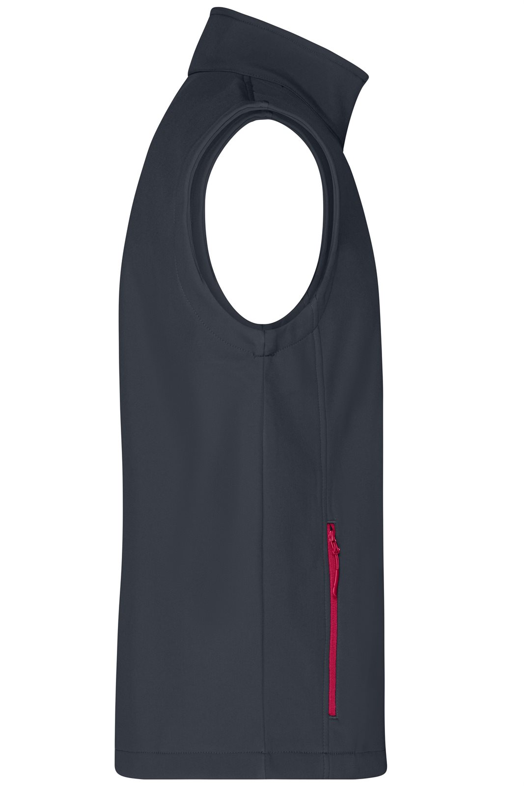 Weste Herren Grau/Rot – Men's Promo Softshell Vest, Detailansicht