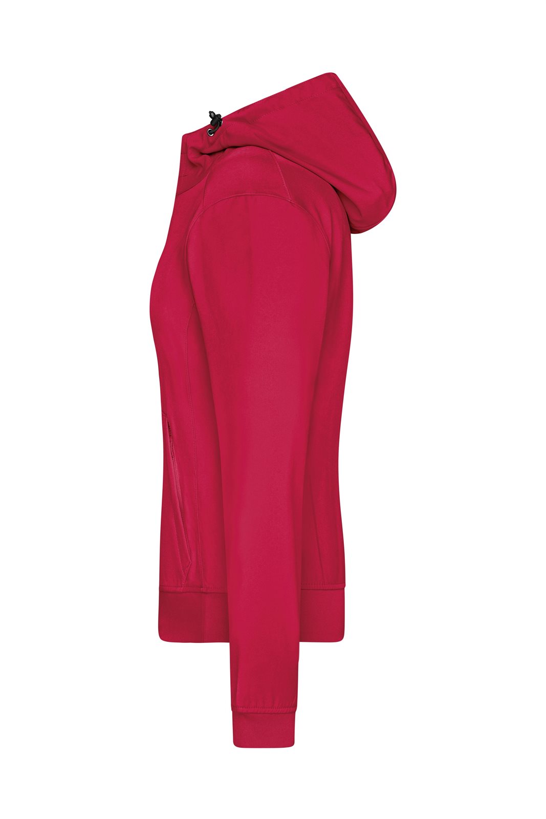 Jacke Damen Schwarz/Rot – Ladies' Hooded Softshell Jacket, Detailansicht