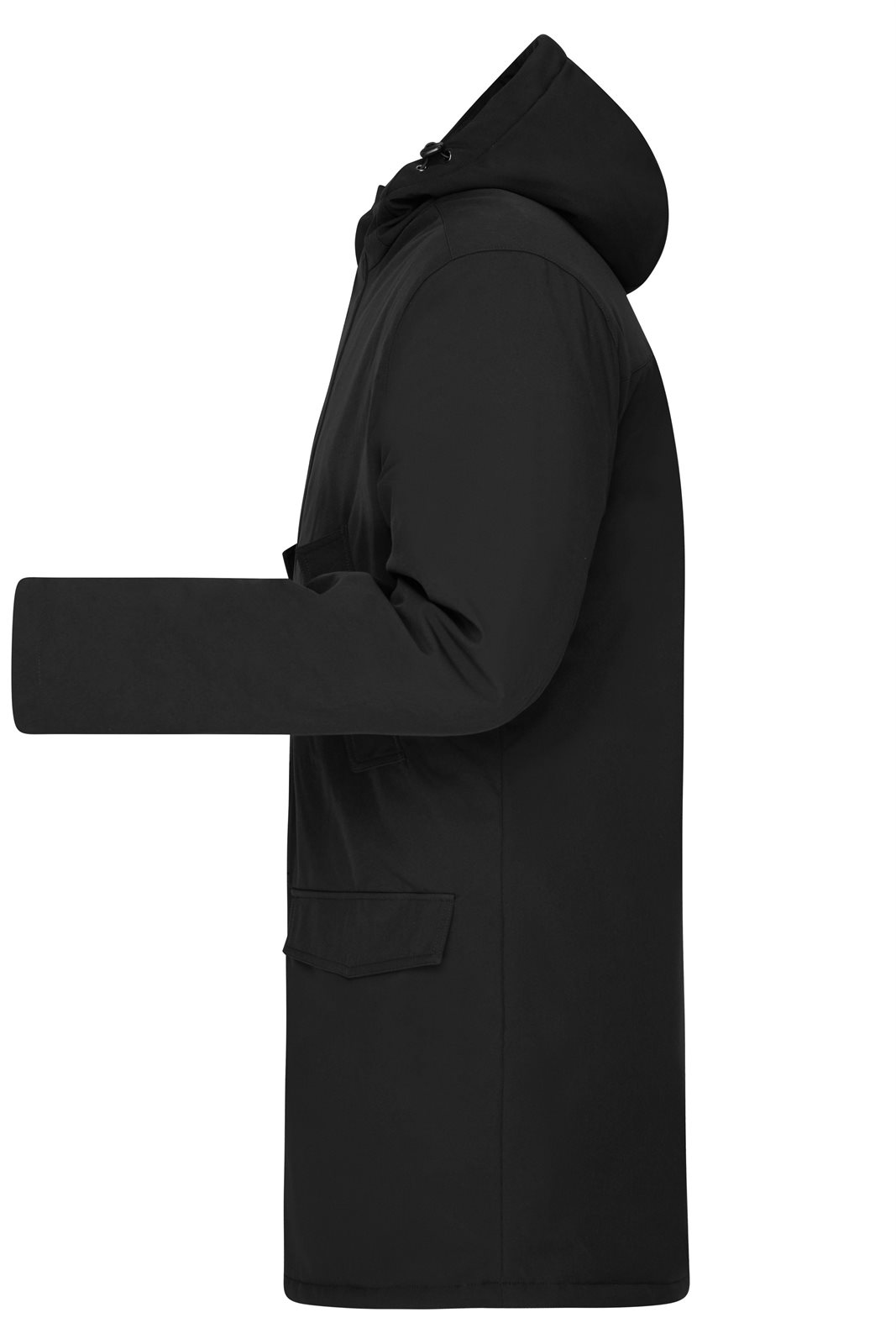 Mantel Herren Schwarz – Men's Business Parka, Detailansicht