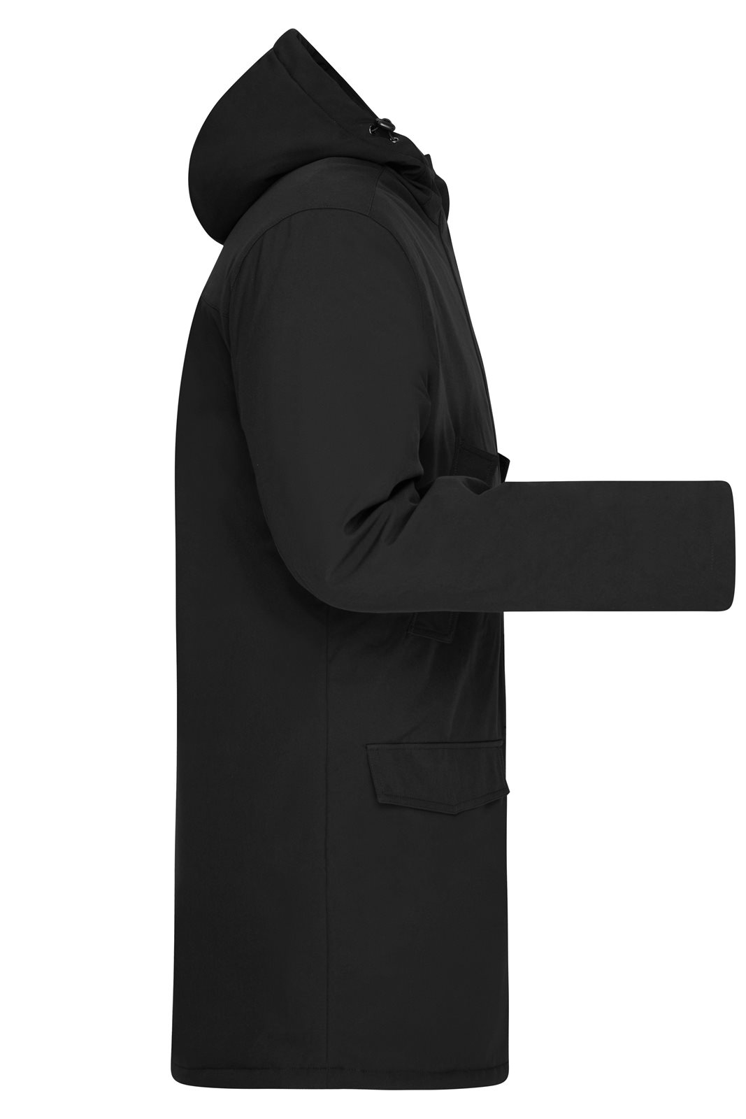 Mantel Herren Schwarz – Men's Business Parka, Detailansicht
