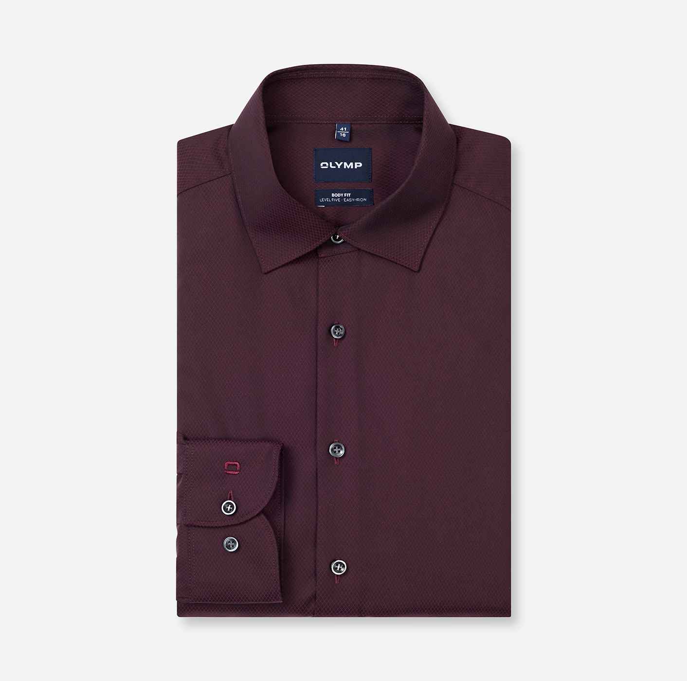 Hemd Herren Bordeaux – Level 5 b.f. D.2204 Body Fit, Detailansicht