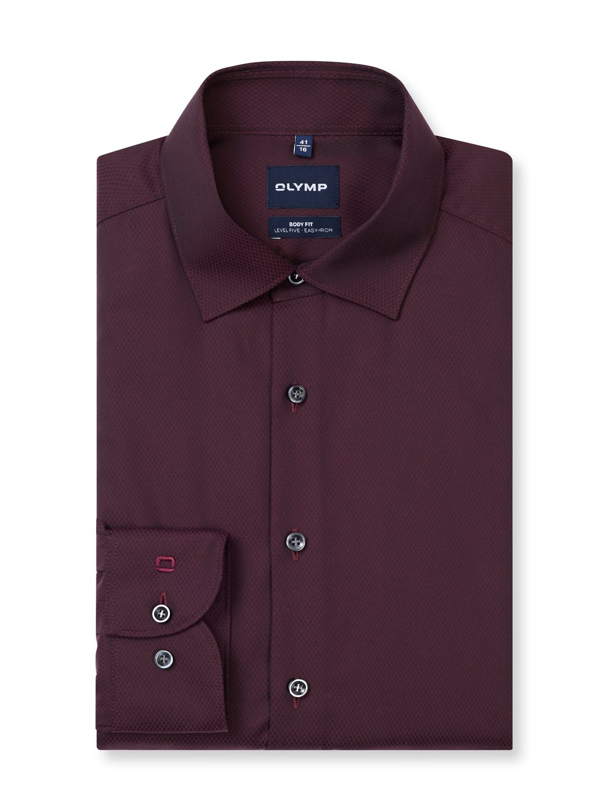 Hemd Herren Bordeaux – Level 5 b.f. D.2204 Body Fit, Detailansicht